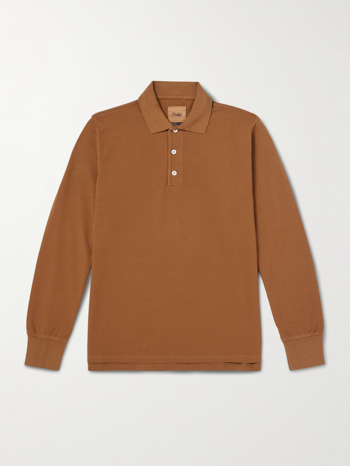 Drake's Him Cotton-piqué Polo Shirt In Brown