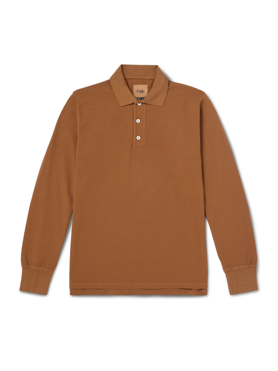 Drake's Him Cotton-piqué Polo Shirt In Brown