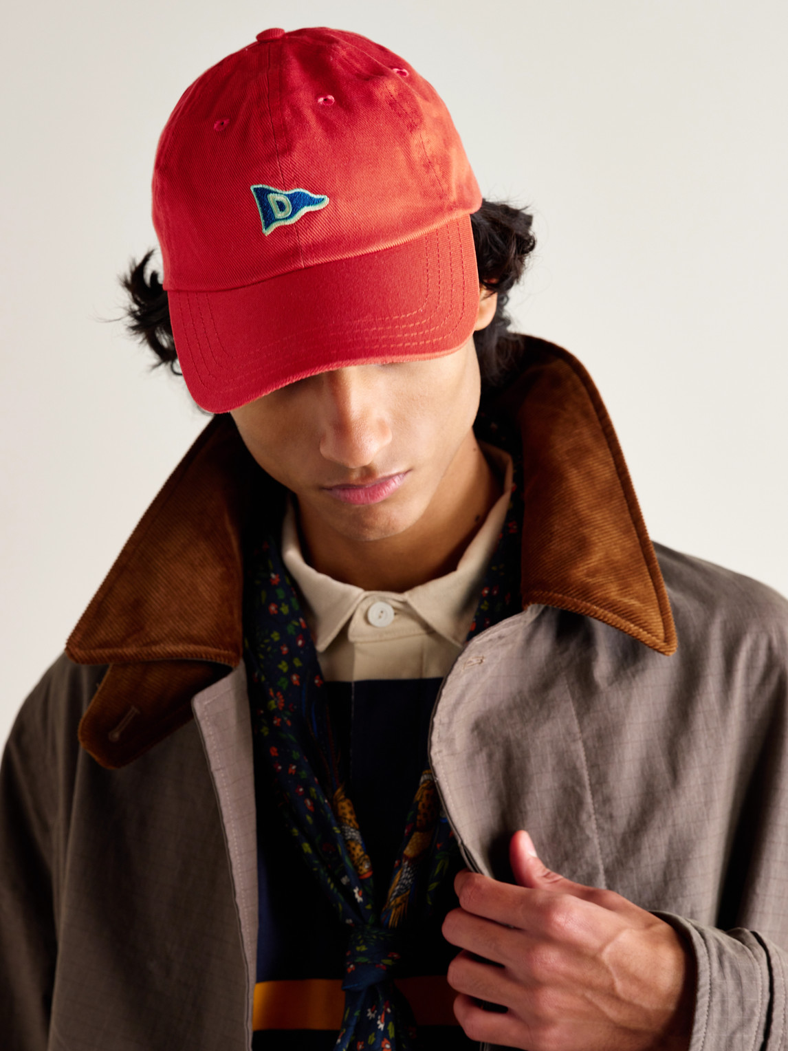 Drake's Him Embroidered Cotton-twill Baseball Cap In Red