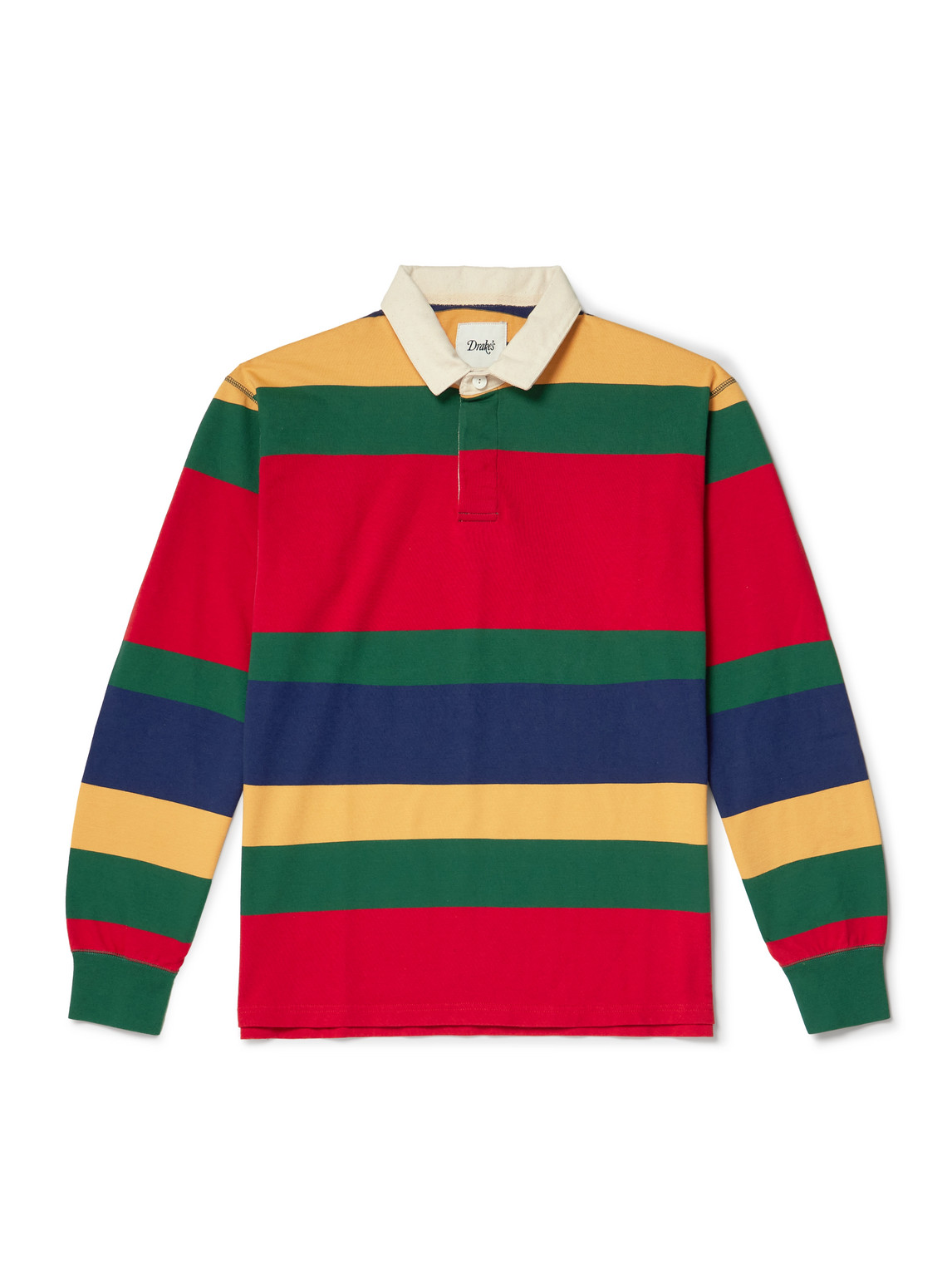 Drake's Him Twill-trimmed Striped Cotton-jersey Polo Shirt In Brown