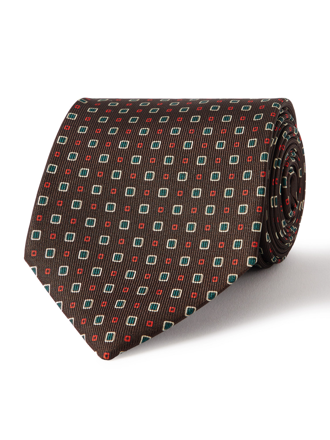 Drake's Him 8cm Printed Silk Tie In Brown