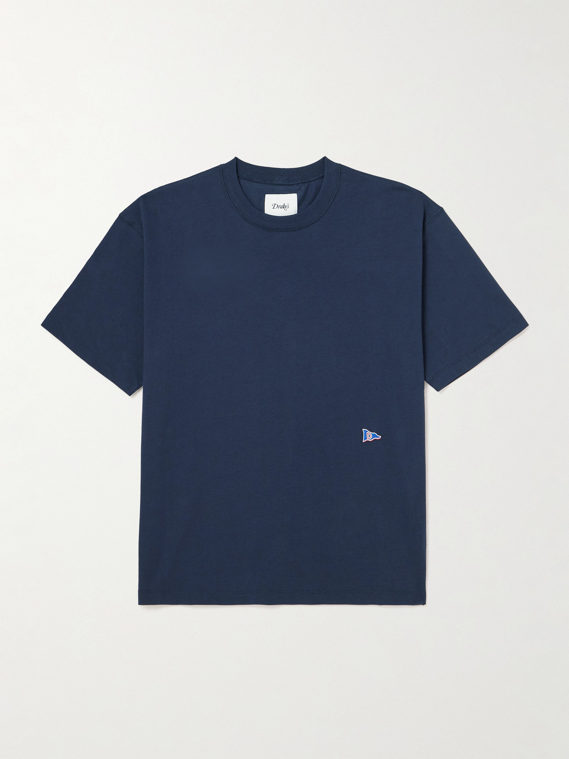 Drake's Him Hiking Logo-embroidered Cotton-jersey T-shirt In Blue