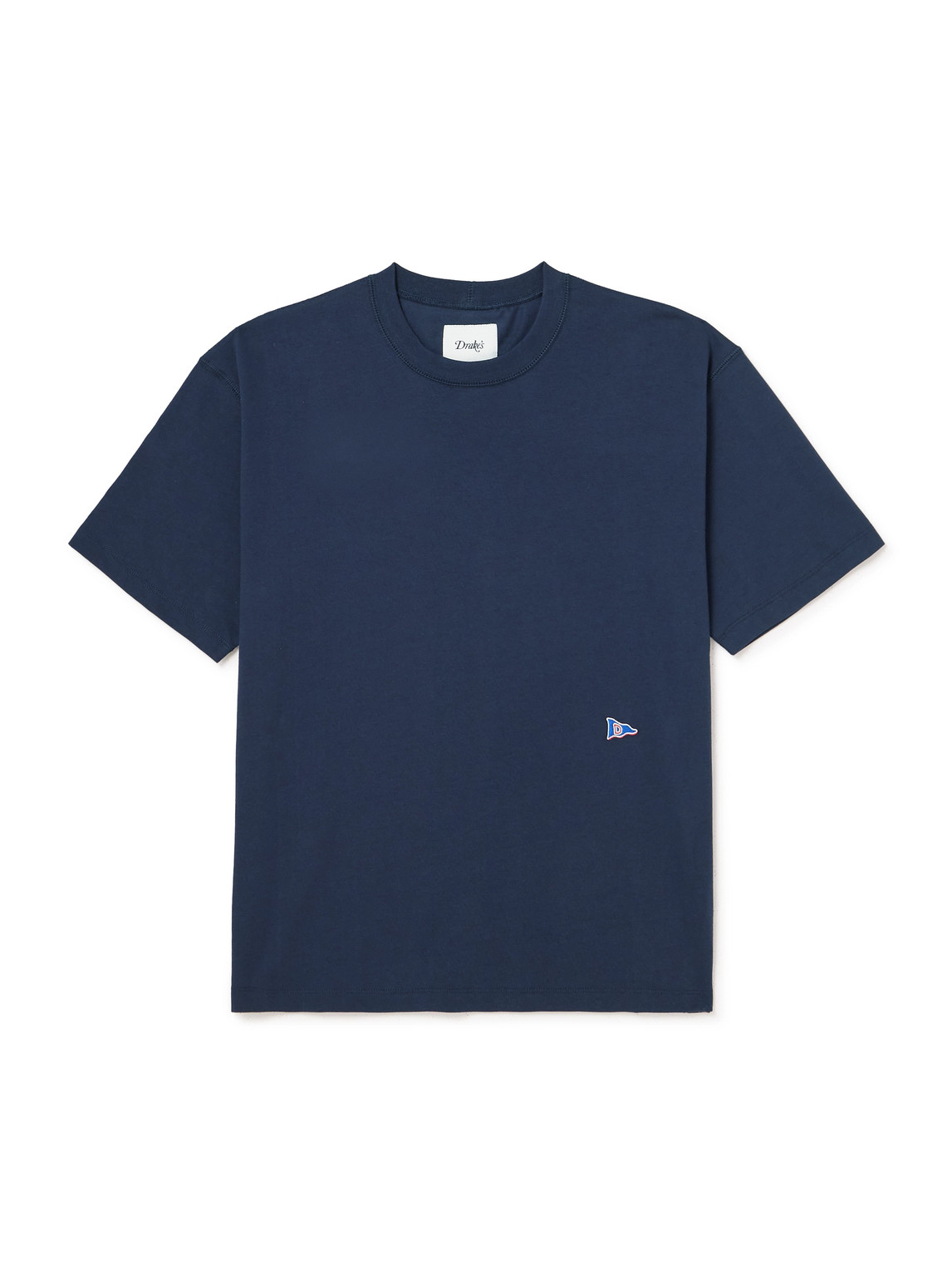 Drake's Him Hiking Logo-embroidered Cotton-jersey T-shirt In Blue