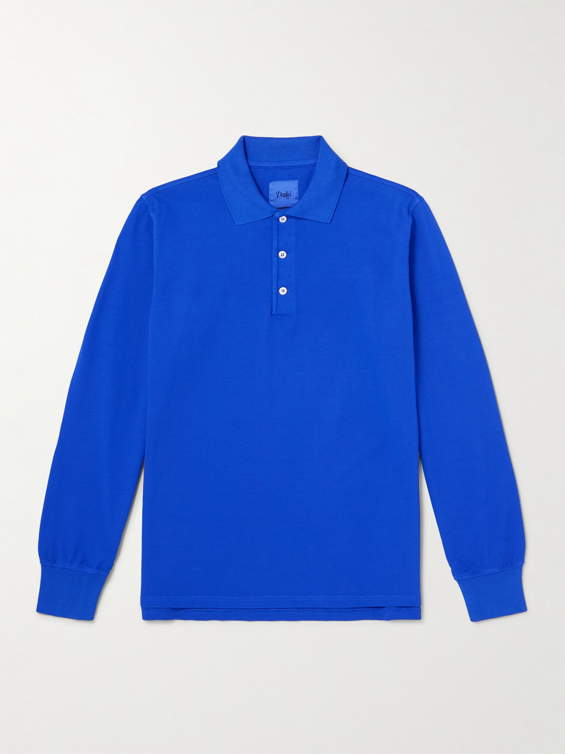 Drake's Him Cotton-piqué Polo Shirt In Blue