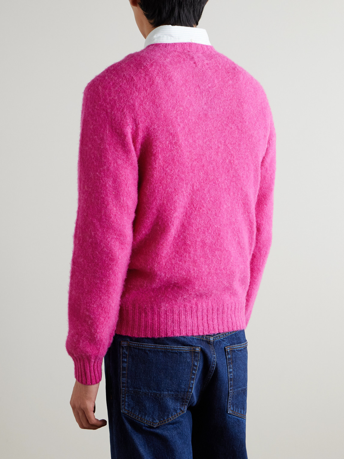  Drake's - Him Shetland Wool Sweater - Men - Pink - L 