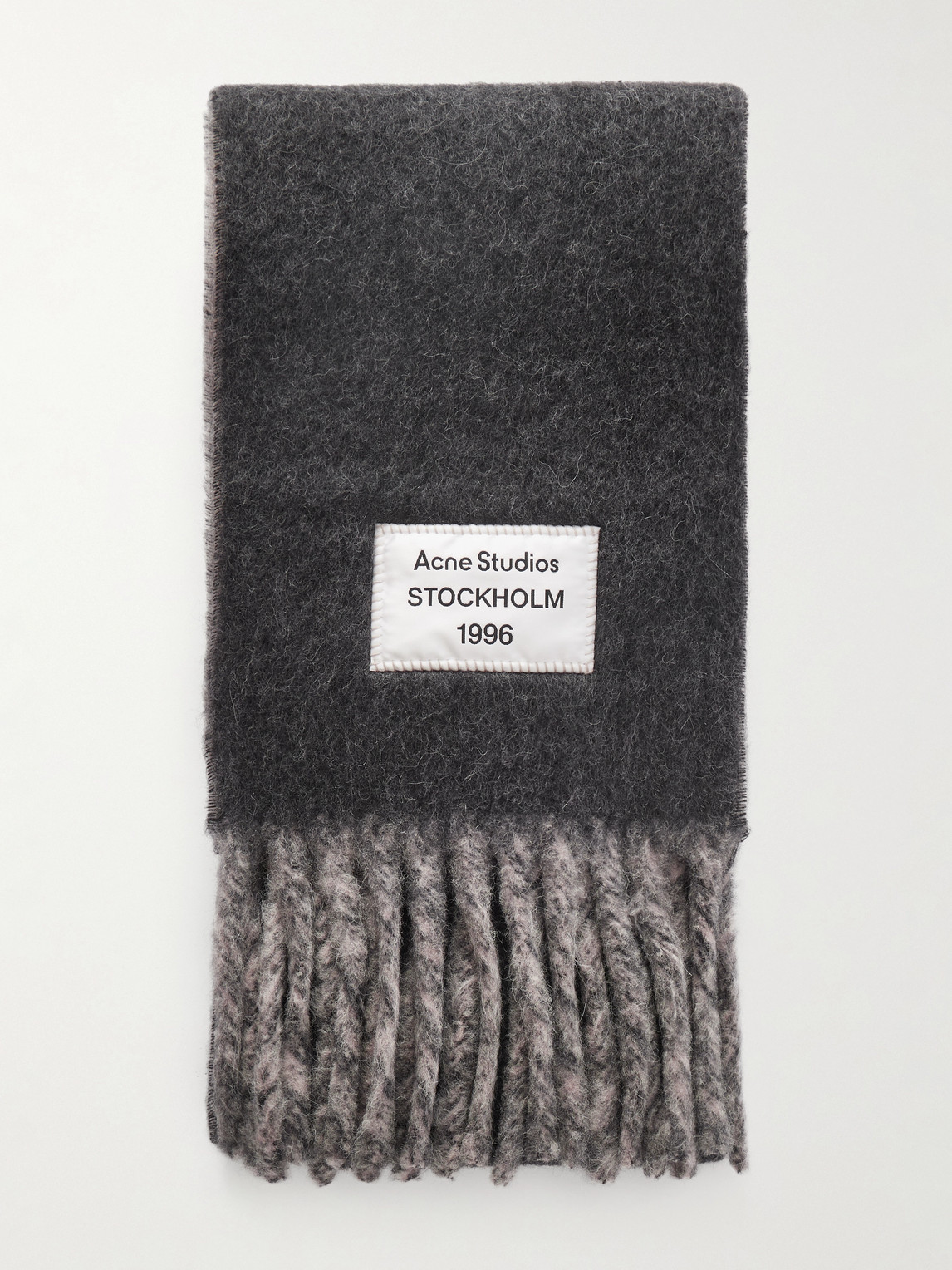 Acne Studios Volly Heavy Fringed Alpaca-blend Scarf In Gray