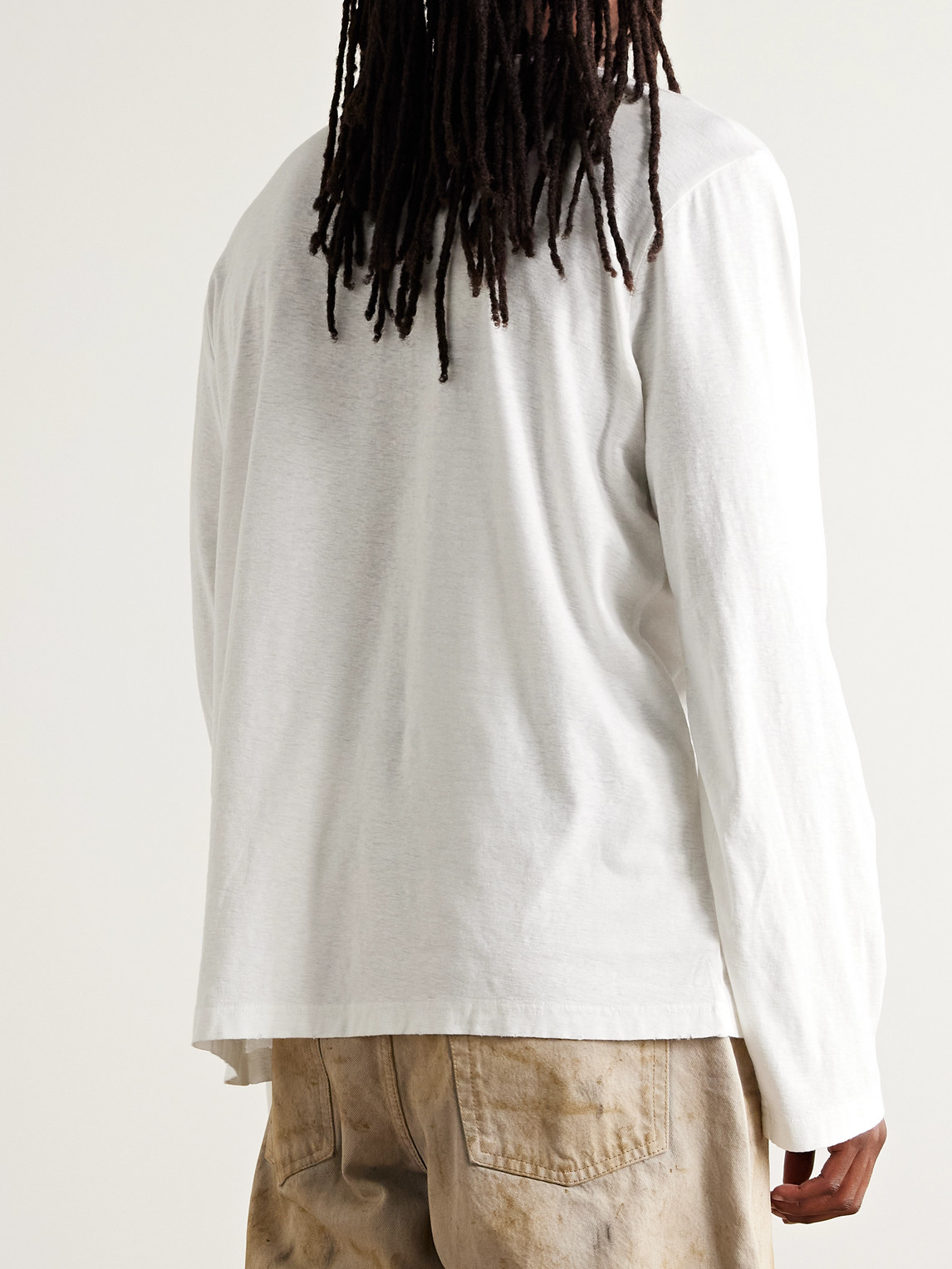 Acne Studios Edden U 1996 Logo-print Cotton And Hemp-blend T-shirt In White