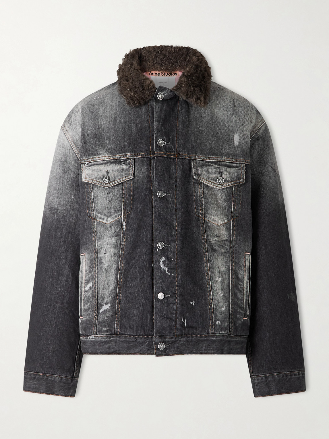 Acne Studios – Robert Plush-Trimmed Padded Distressed Denim Jacket