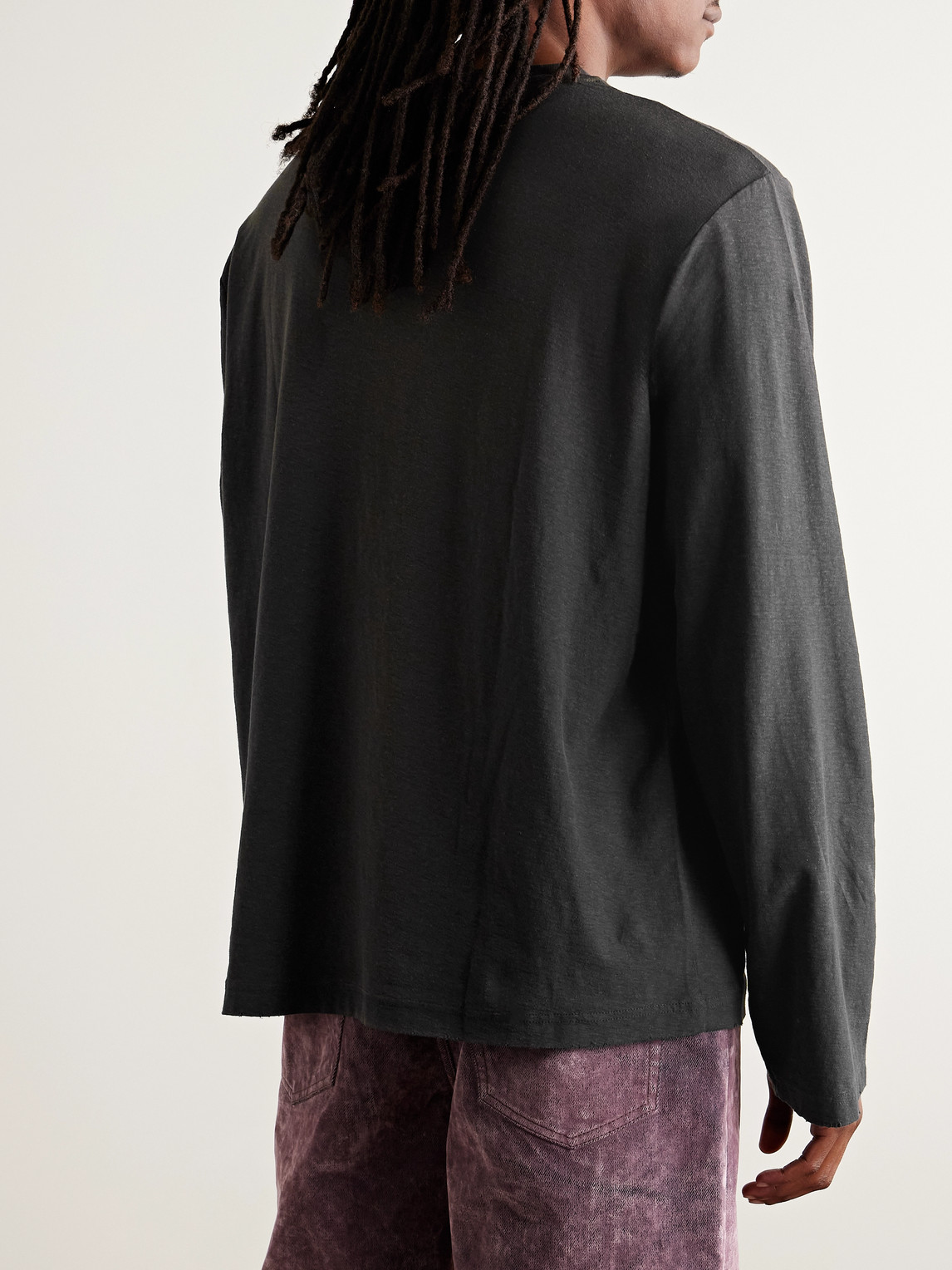 Acne Studios Edden U 1996 Logo-print Cotton And Hemp-blend T-shirt In Black