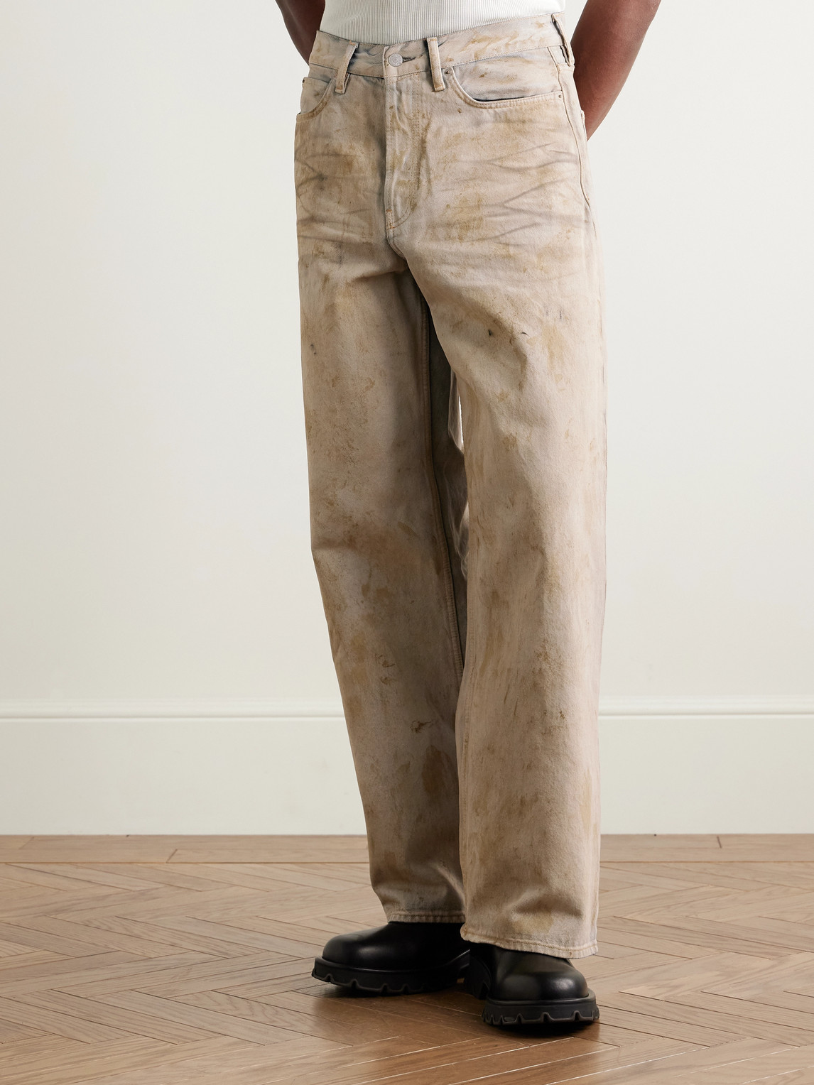  Acne Studios - 1981 Wide-leg Distressed Coated Jeans - Men - Neutrals - S 
