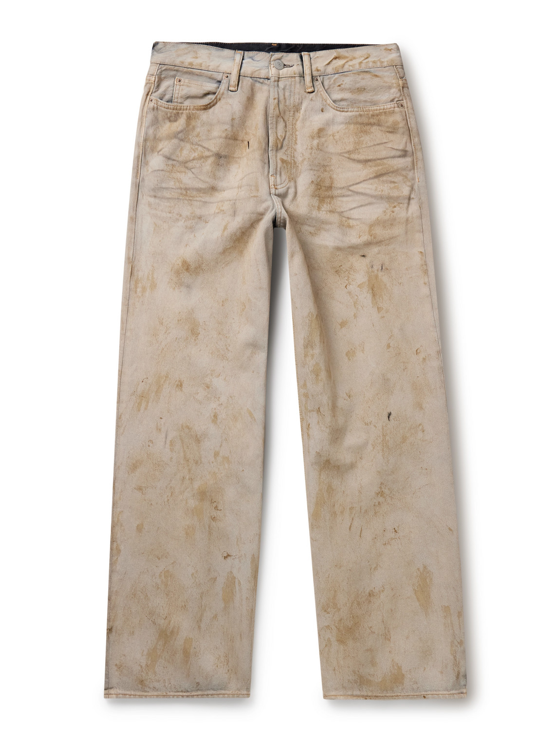 Acne Studios 1981 Wide-leg Distressed Coated Jeans In Neutral