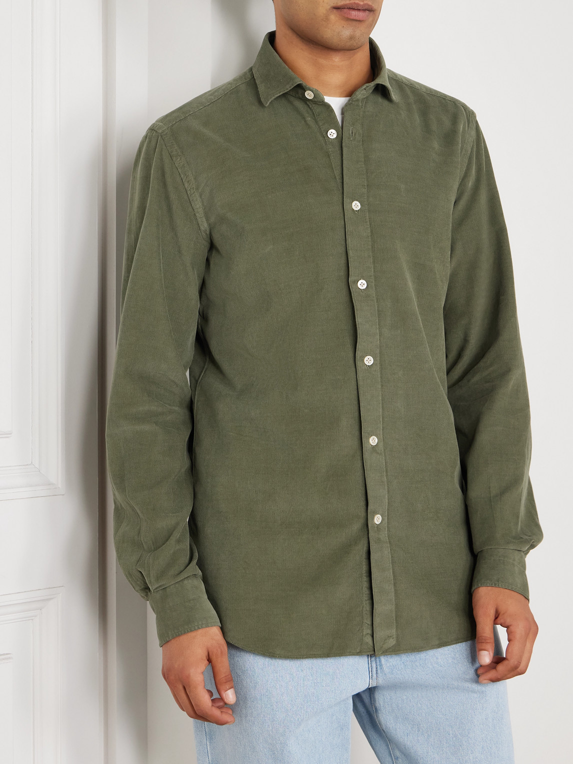 Boglioli Cotton-corduroy Shirt In Green