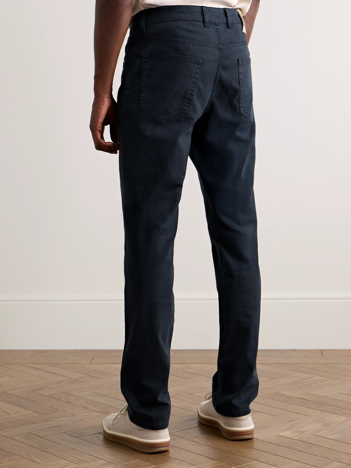 Boglioli Slim-fit Straight-leg Cotton-blend Twill Trousers In Blue
