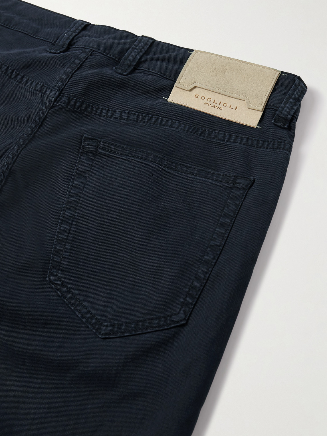 Boglioli Slim-fit Straight-leg Cotton-blend Twill Trousers In Blue