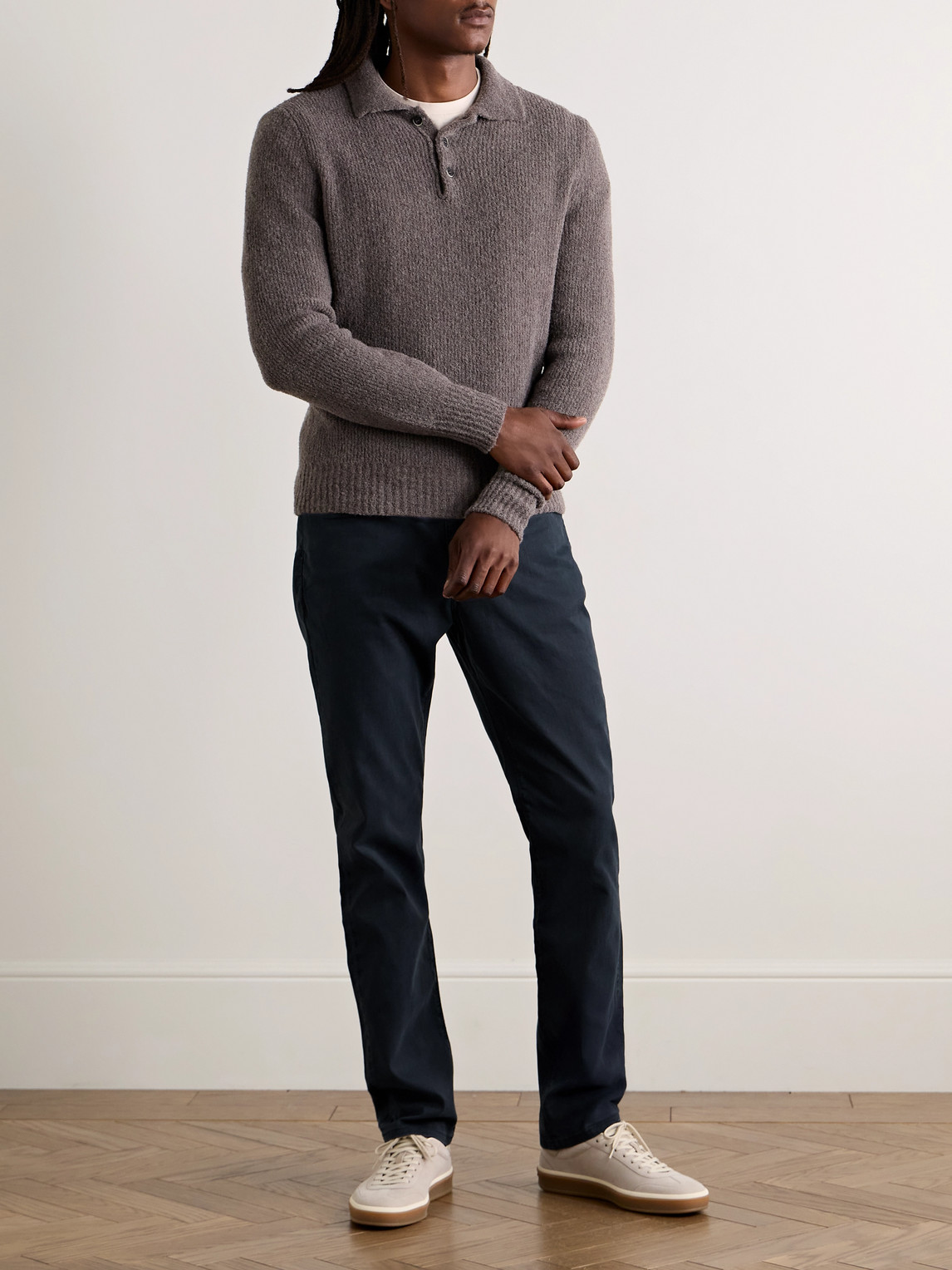 Boglioli Slim-fit Straight-leg Cotton-blend Twill Trousers In Blue