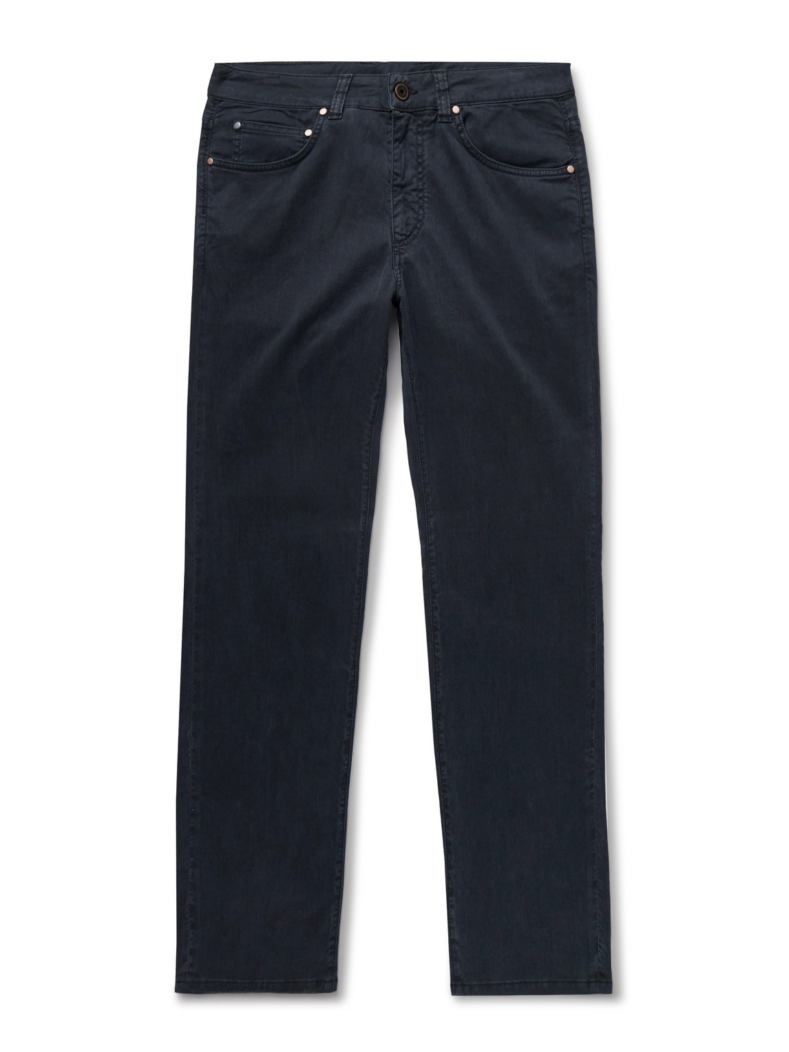 Boglioli Slim-fit Straight-leg Cotton-blend Twill Trousers In Blue