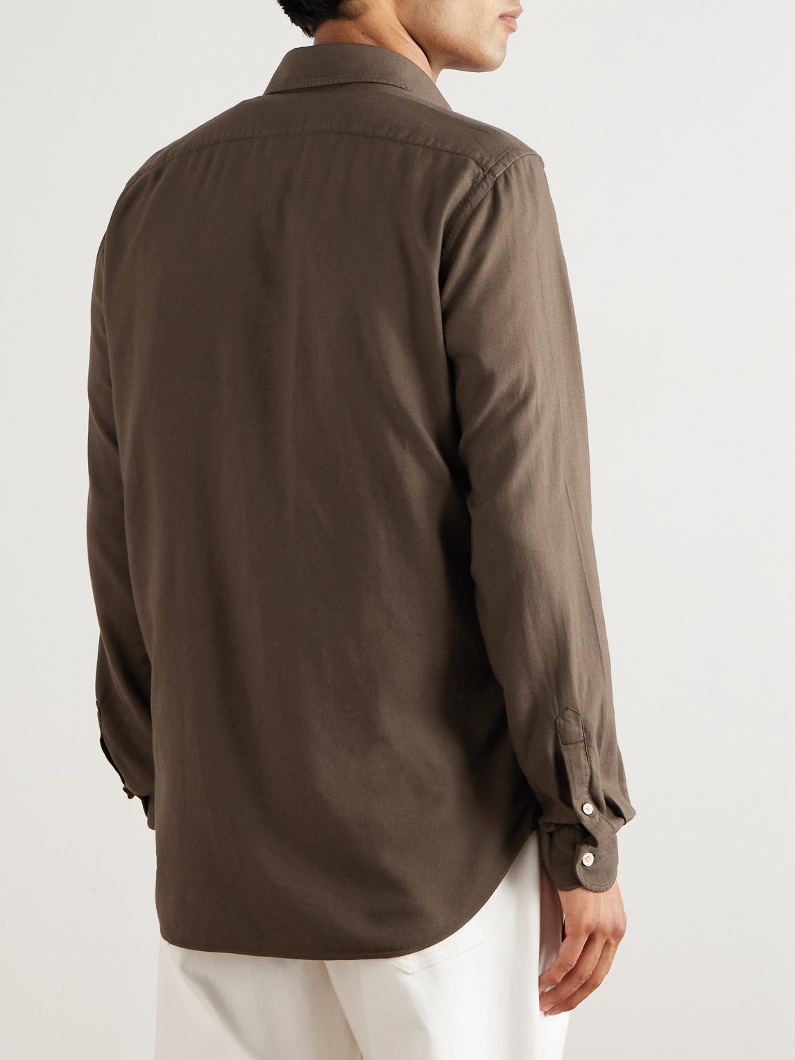 Boglioli Brushed-twill Shirt In Burgundy