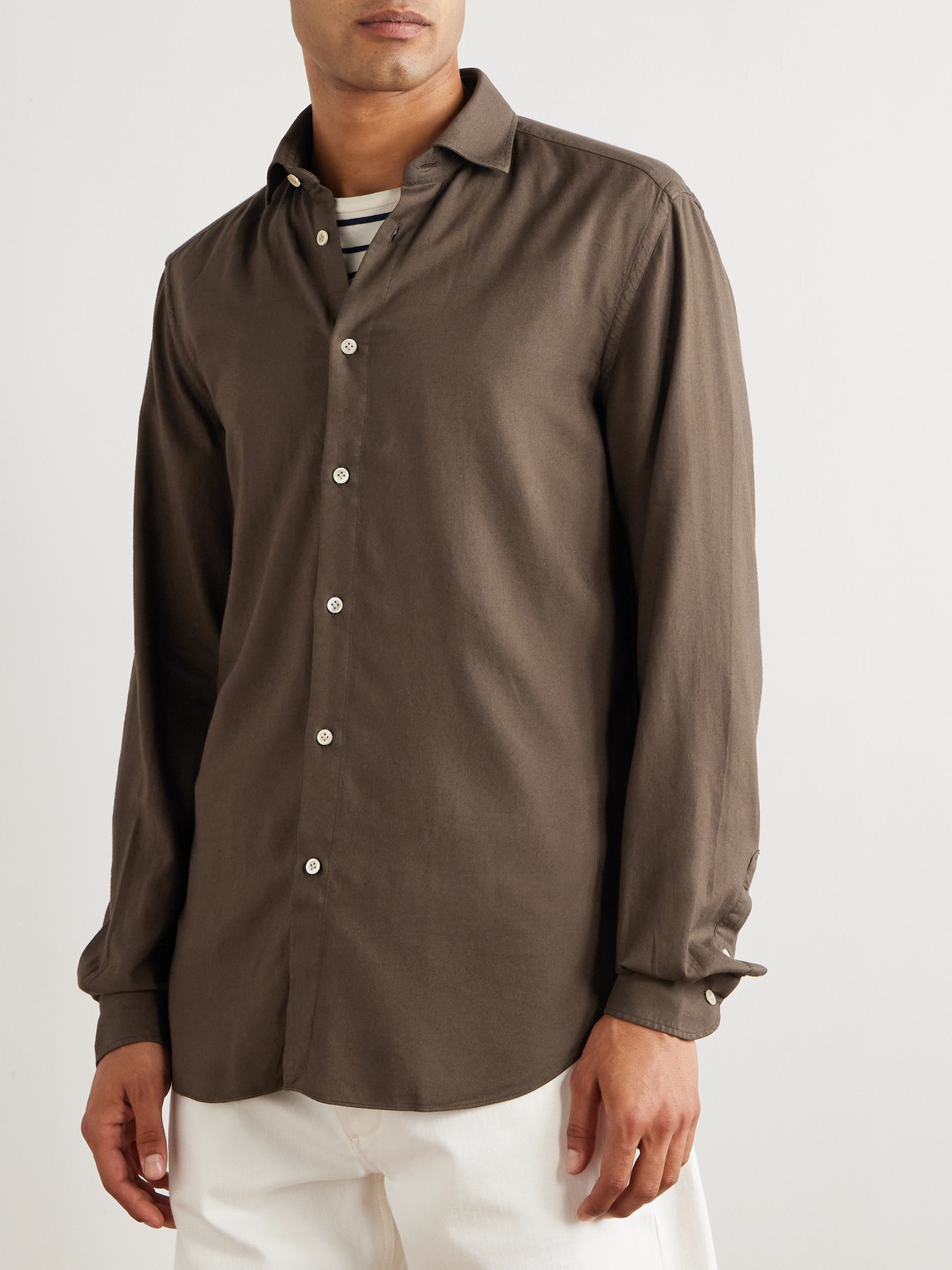 Boglioli Brushed-twill Shirt In Burgundy