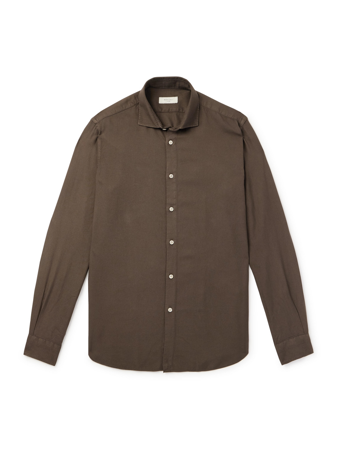 Boglioli Brushed-twill Shirt In Brown