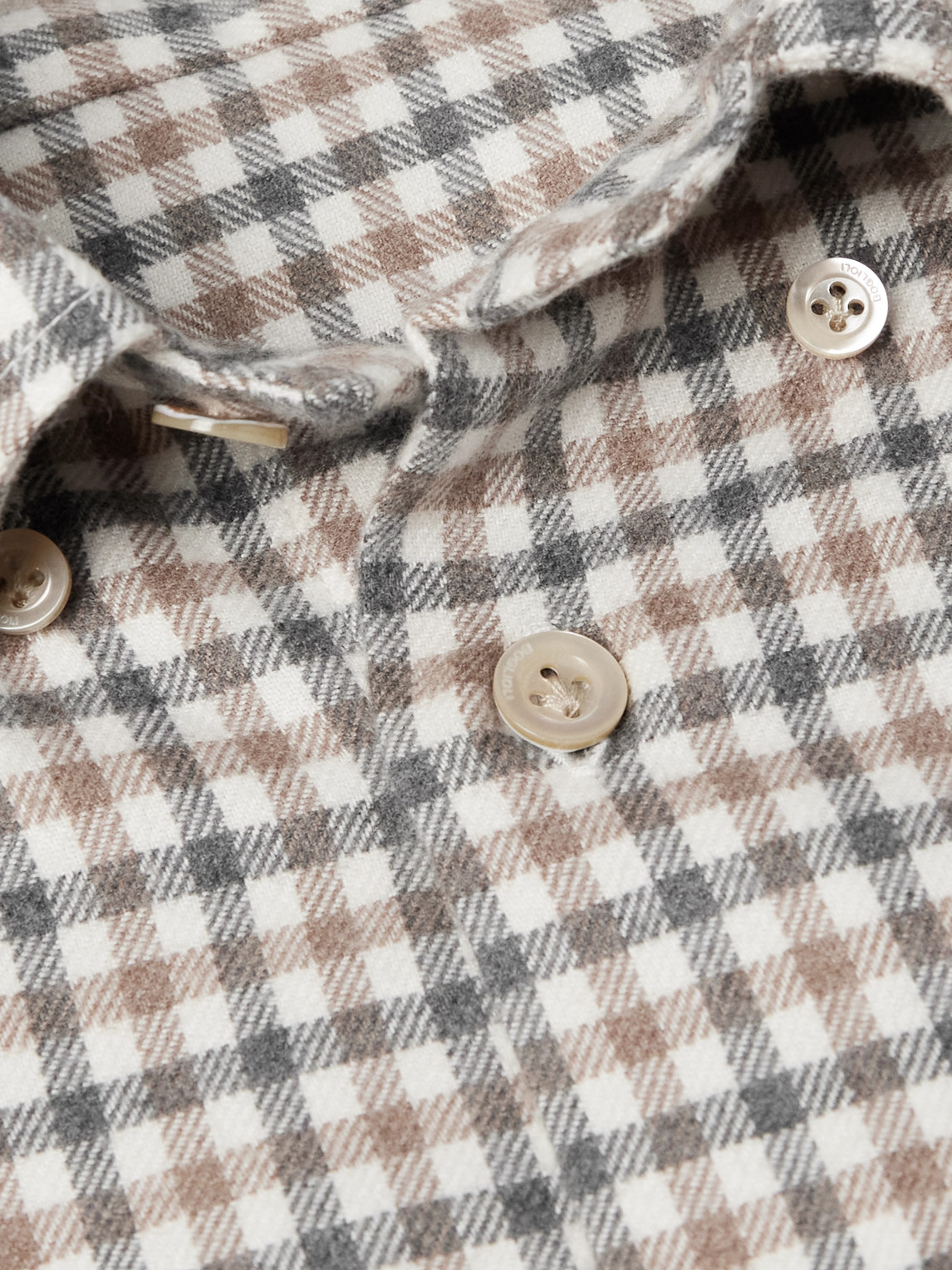 Boglioli Button-down Collar Checked Cotton-flannel Shirt In Neutral