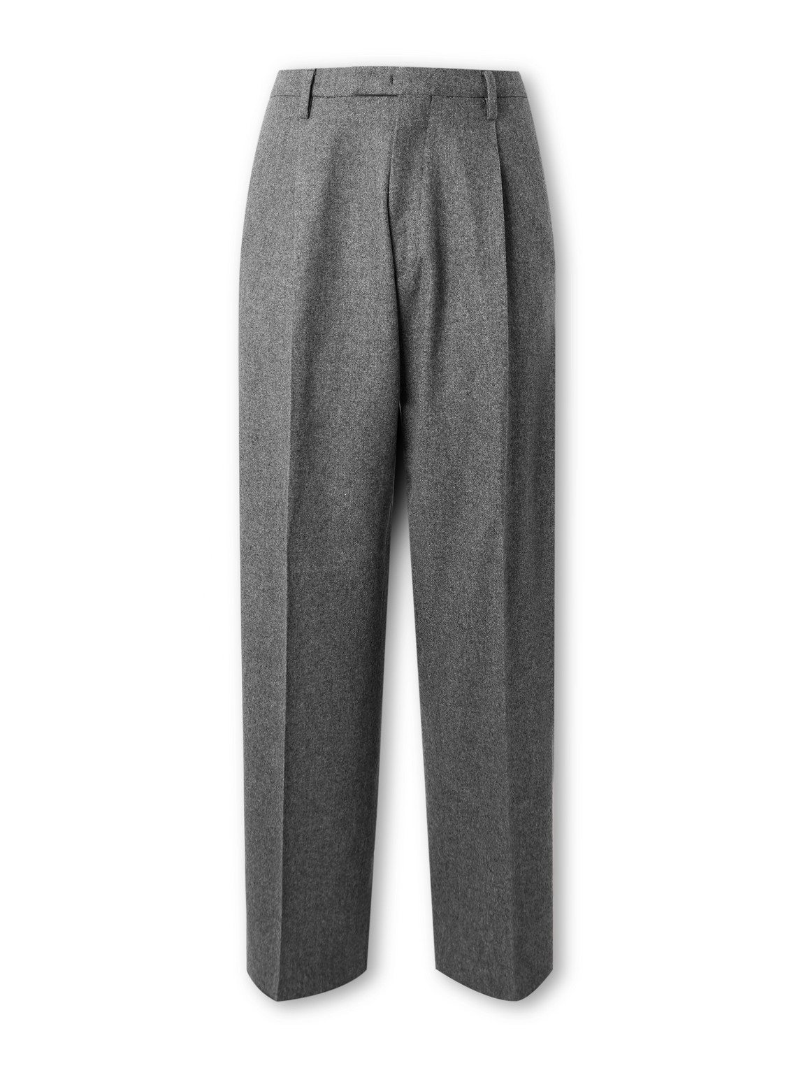 Straight-Leg Pleated Virgin Wool-Twill Suit Trousers