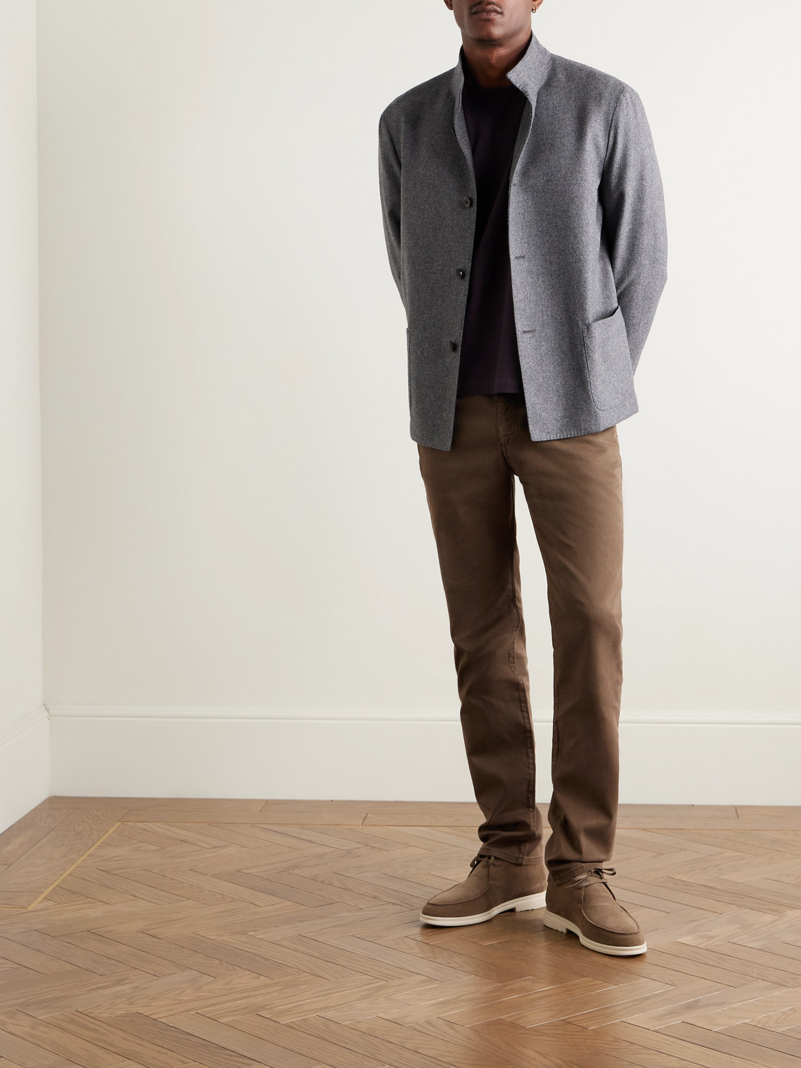Boglioli Slim-fit Straight-leg Cotton-blend Twill Trousers In Brown
