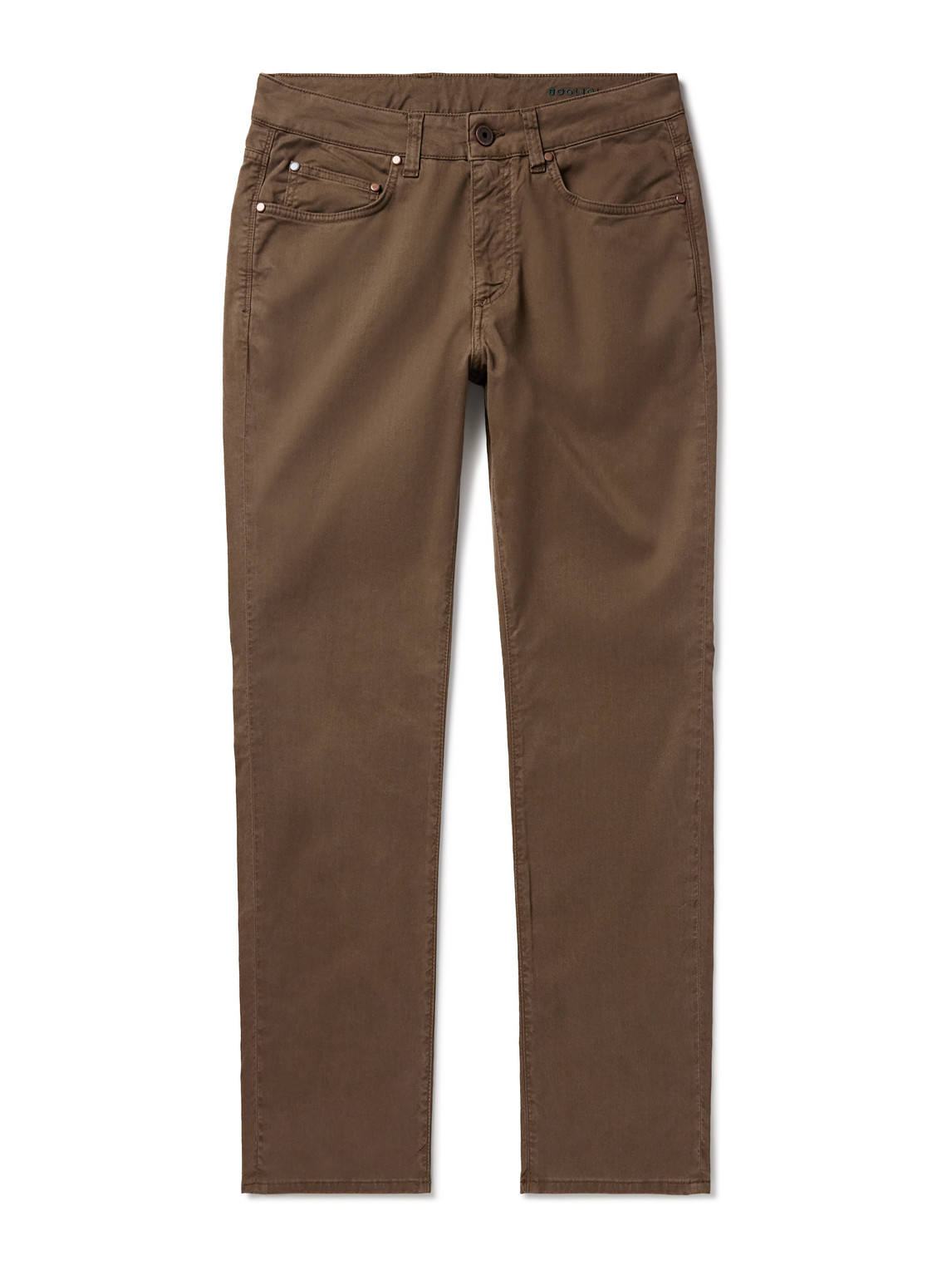 Boglioli Slim-fit Straight-leg Cotton-blend Twill Trousers In Brown
