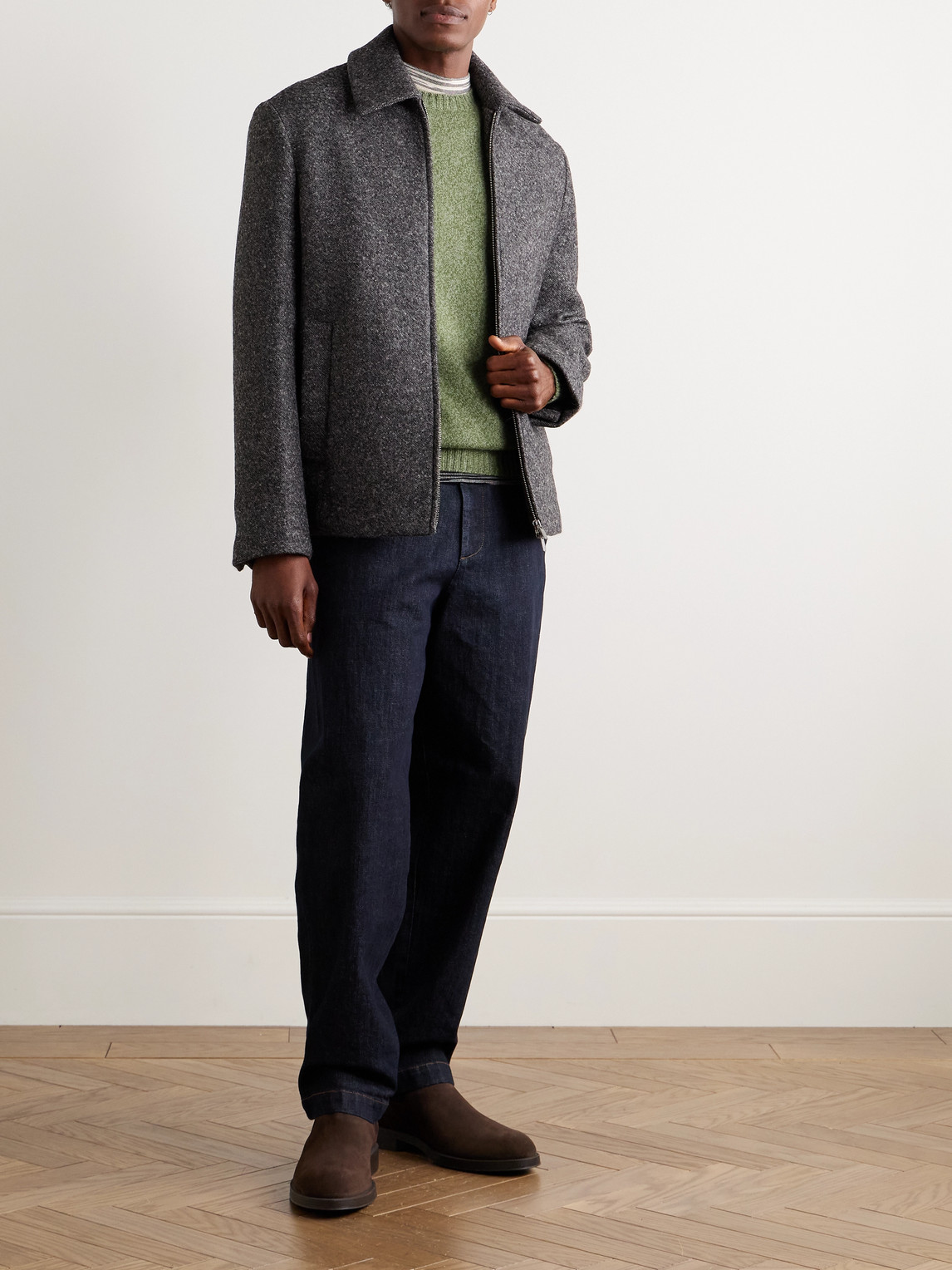 Boglioli Wool And Cashmere-blend Sweater In Gray