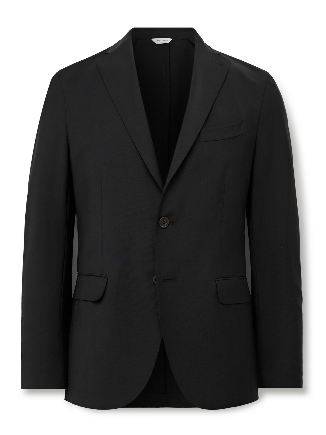 Boglioli K-jacket Unstructured Wool-blend Crepe Suit Jacket In Black