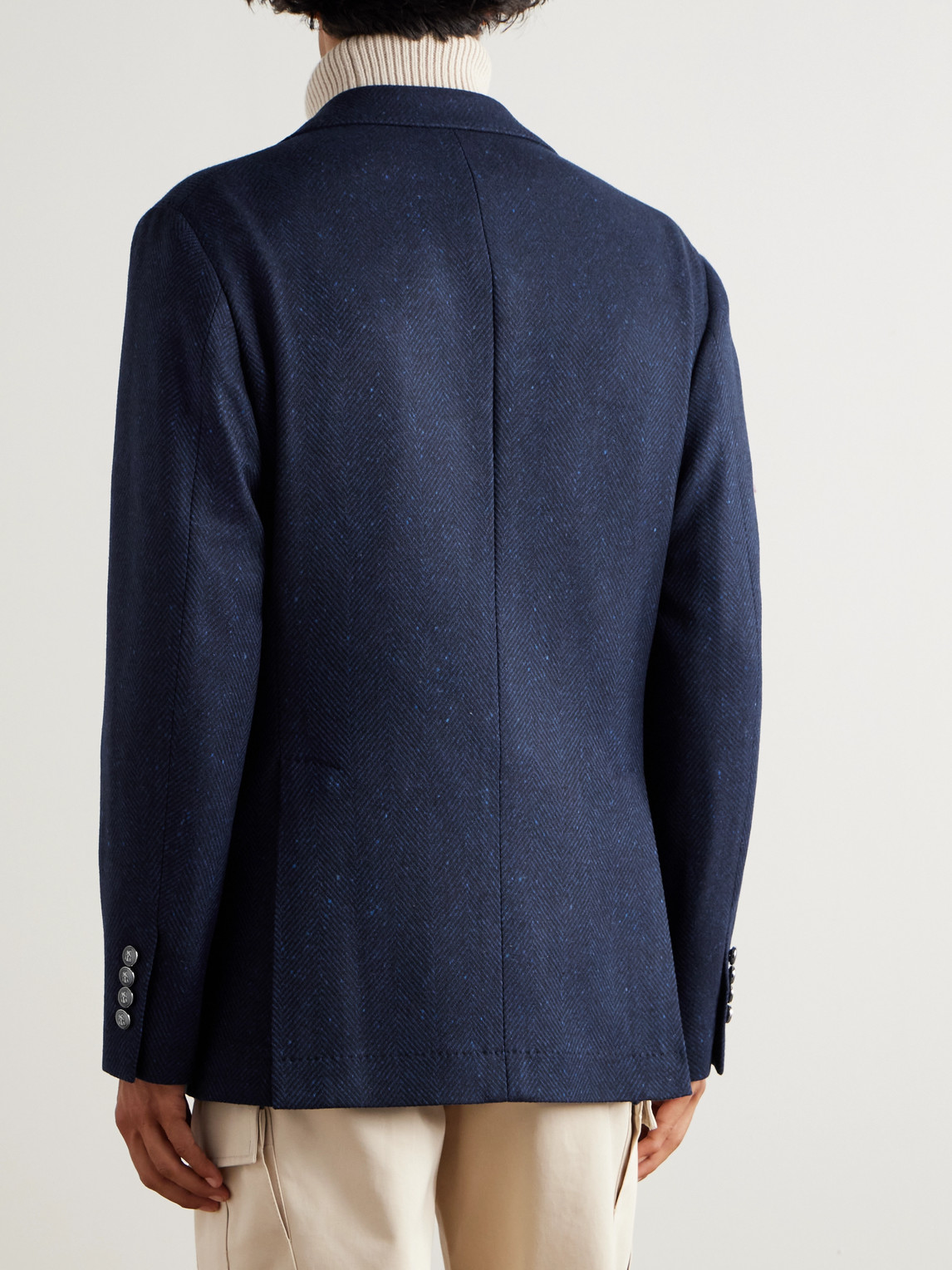  Brunello Cucinelli - Herringbone Wool And Cashmere-blend Blazer - Men - Blue - It 48 