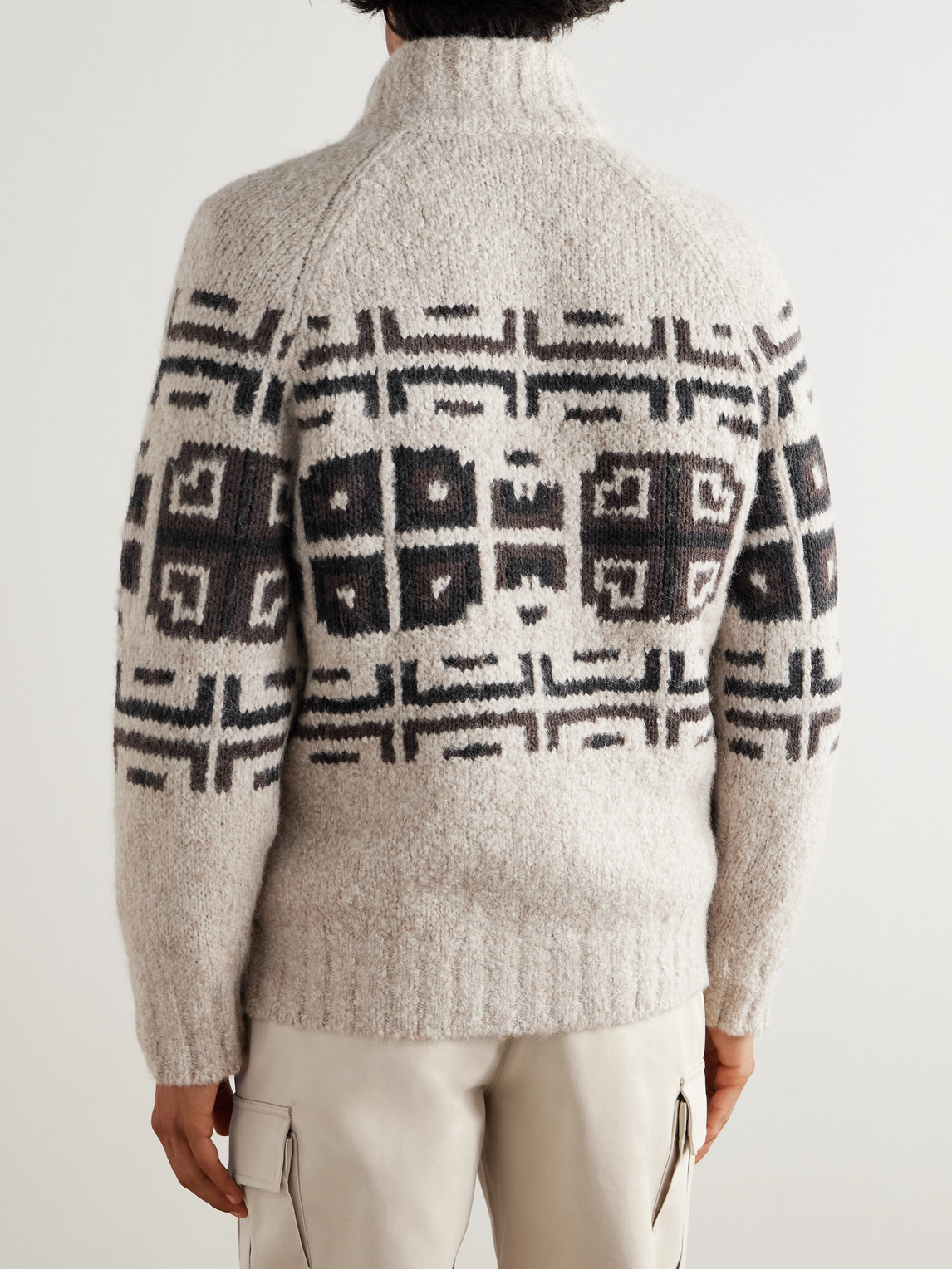 Intarsia-Knit Alpaca-Blend Cardigan