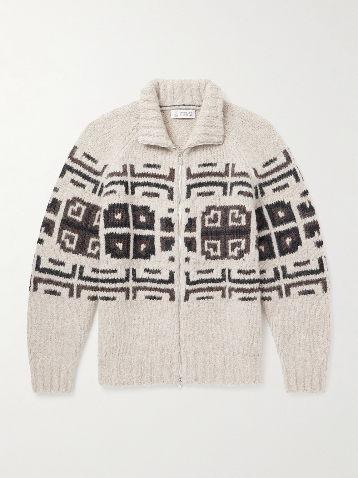 Brunello Cucinelli Intarsia-Knit Alpaca-Blend Cardigan - Men