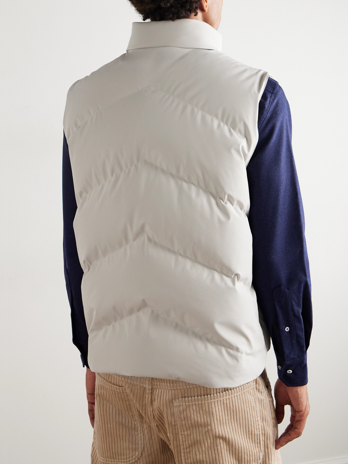 Brunello Cucinelli Quilted Shell Down Gilet In Neutral