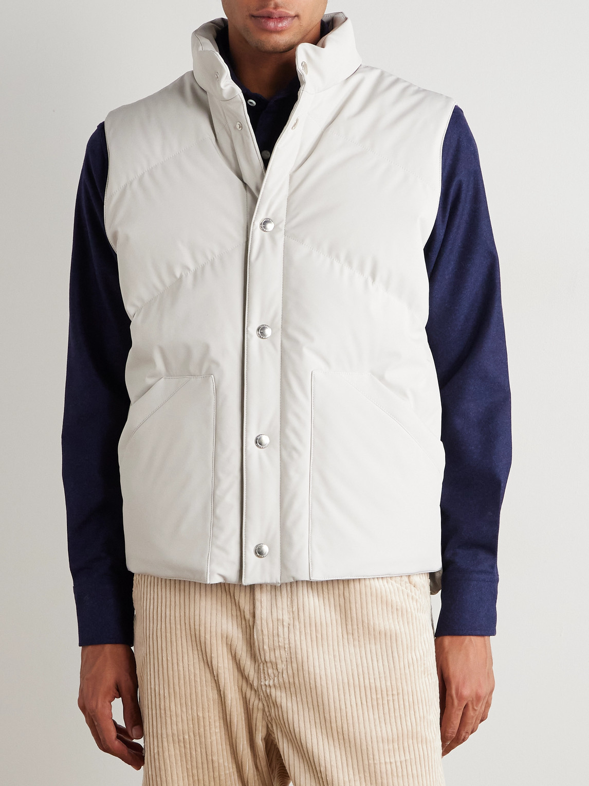 Brunello Cucinelli Quilted Shell Down Gilet In Neutral