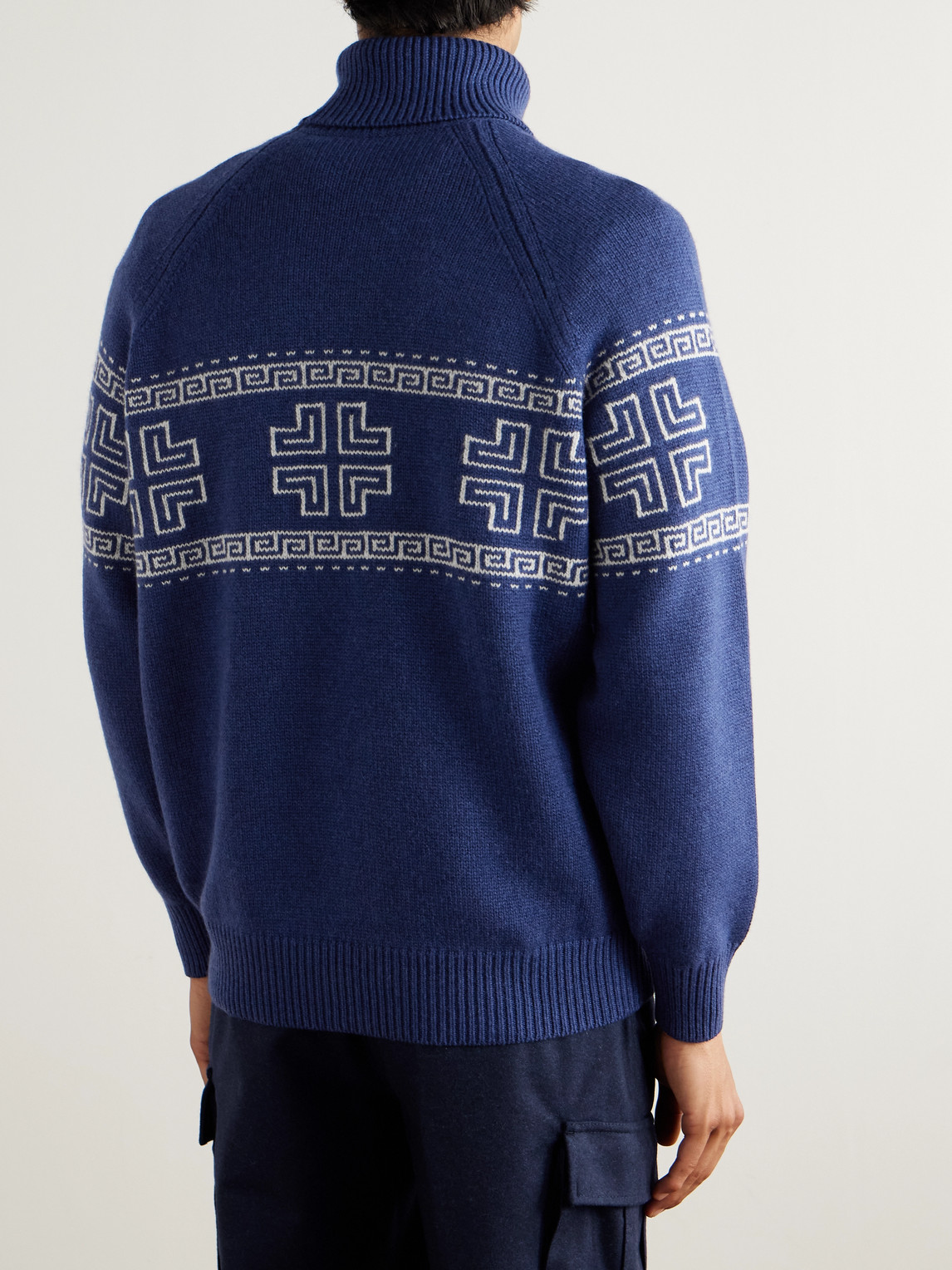 Intarsia-Knit Cashmere Rollneck Sweater
