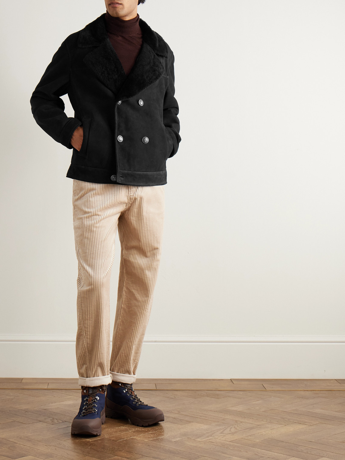 Double-Breasted Shearling Jacket