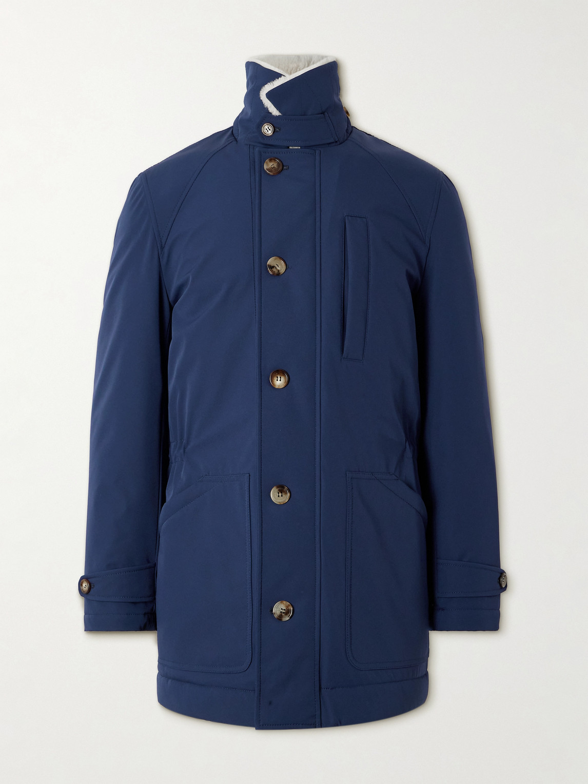 Brunello Cucinelli Shearling-trimmed Shell Parka In Blue