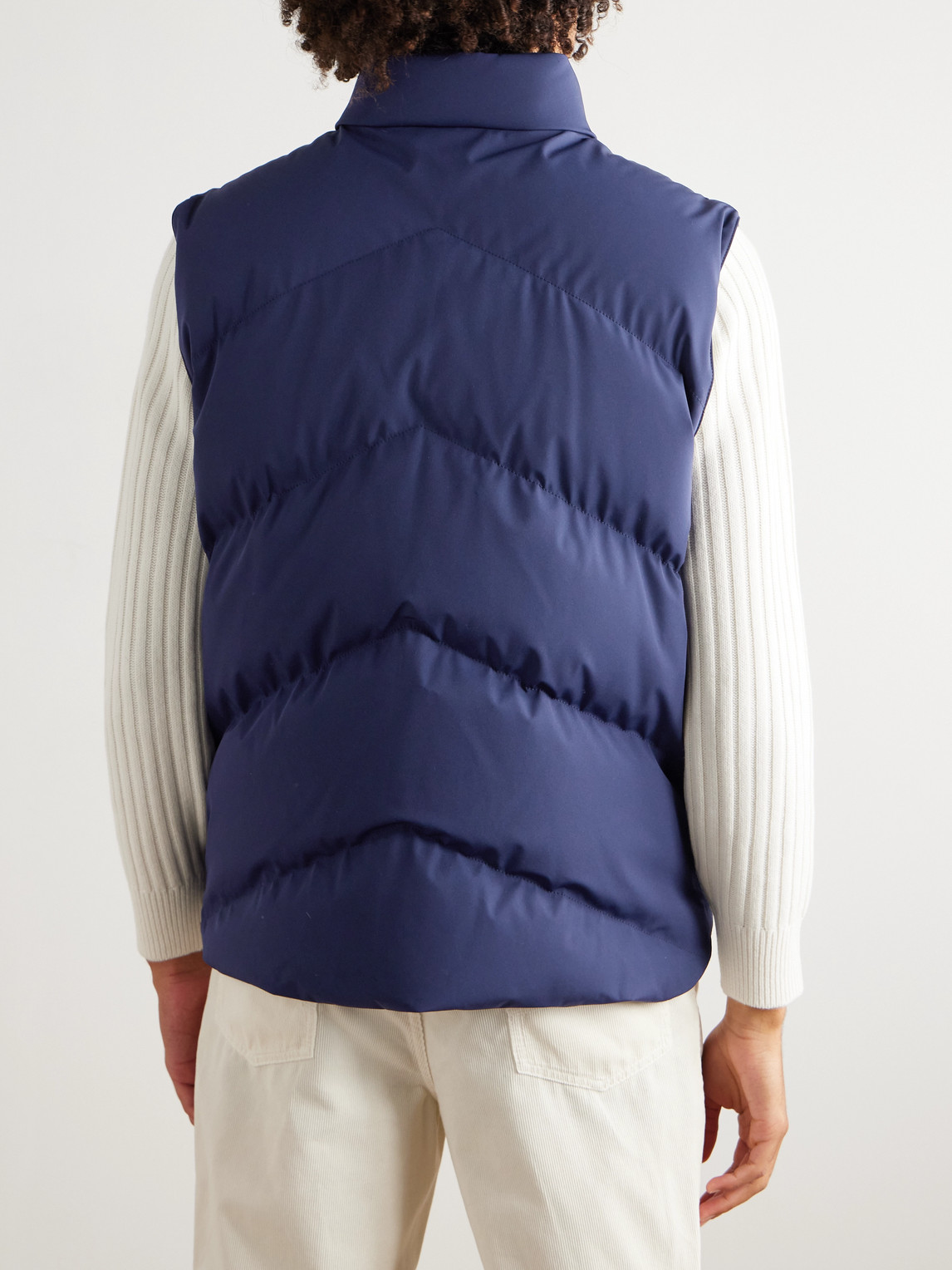 Brunello Cucinelli Quilted Shell Down Gilet In Blue