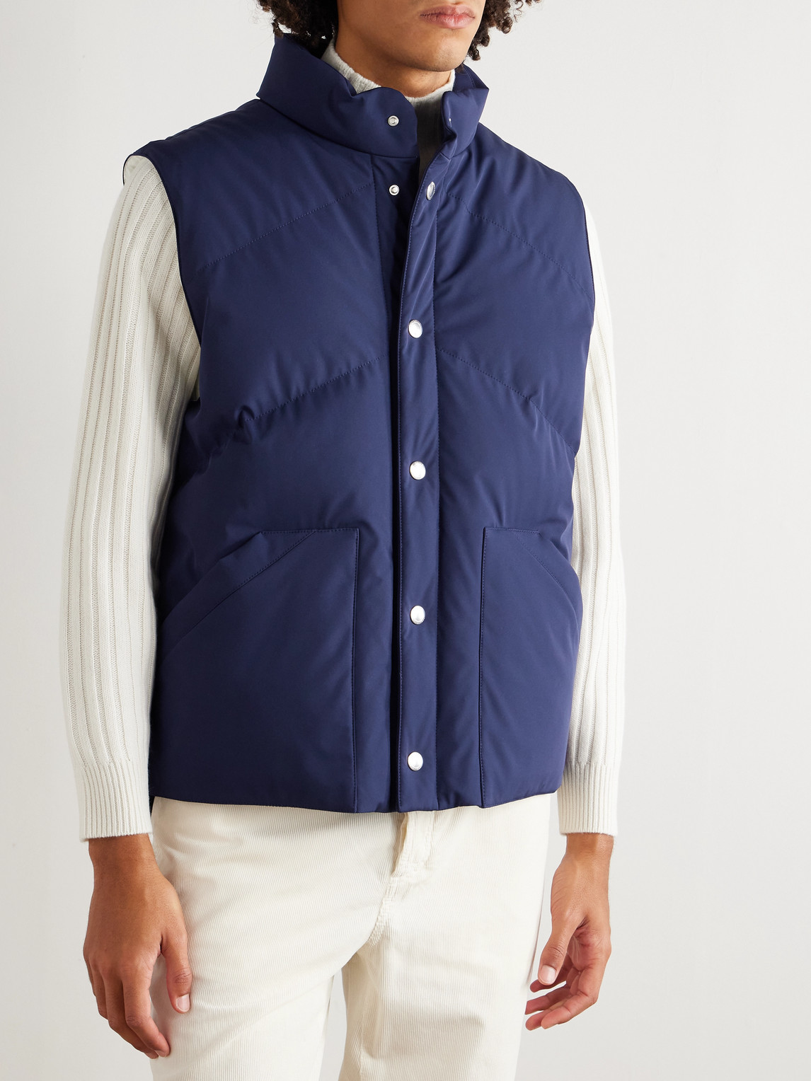 Brunello Cucinelli Quilted Shell Down Gilet In Blue
