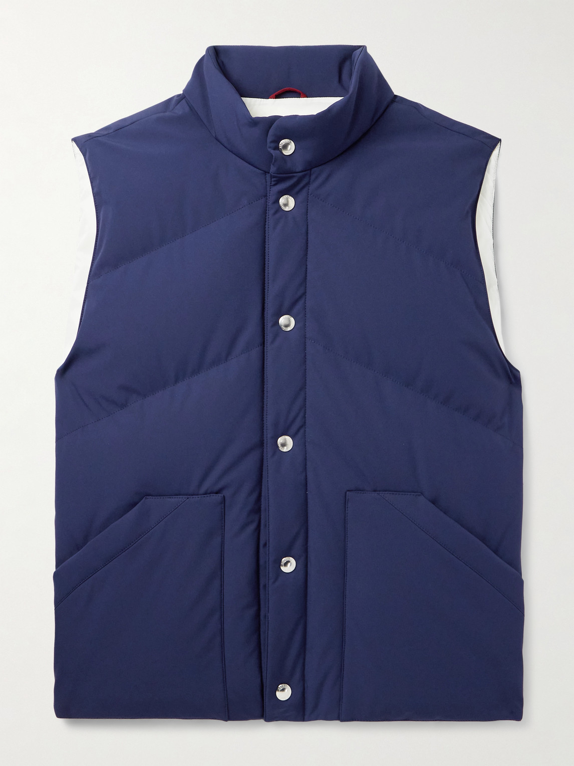 Brunello Cucinelli Quilted Shell Down Gilet In Blue