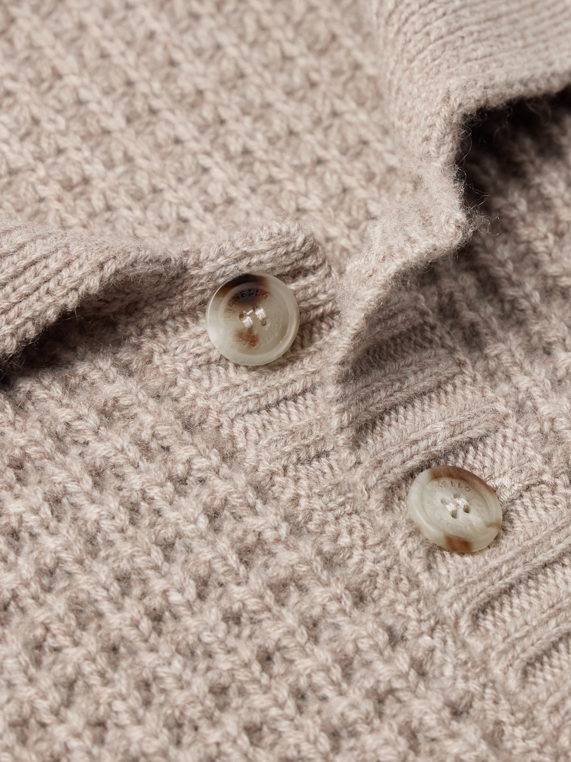 Waffle-Knit Cashmere Polo Shirt