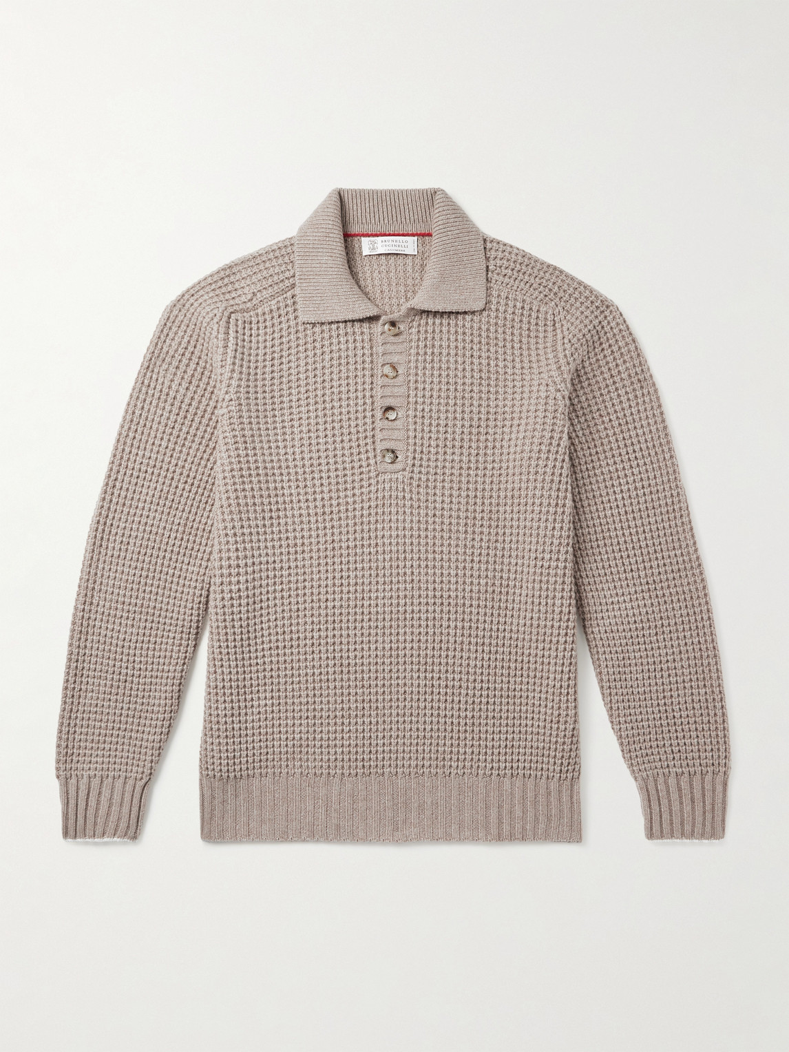Brunello Cucinelli Waffle-Knit Cashmere Polo Shirt - Men