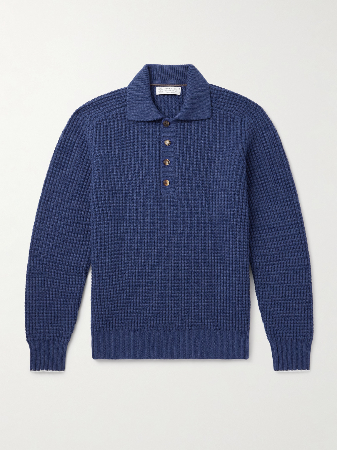 Brunello Cucinelli Waffle-Knit Cashmere Polo Shirt - Men