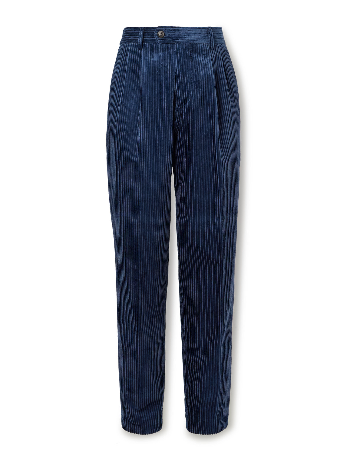 Brunello Cucinelli Straight-leg Cotton-corduroy Suit Trousers In Blue