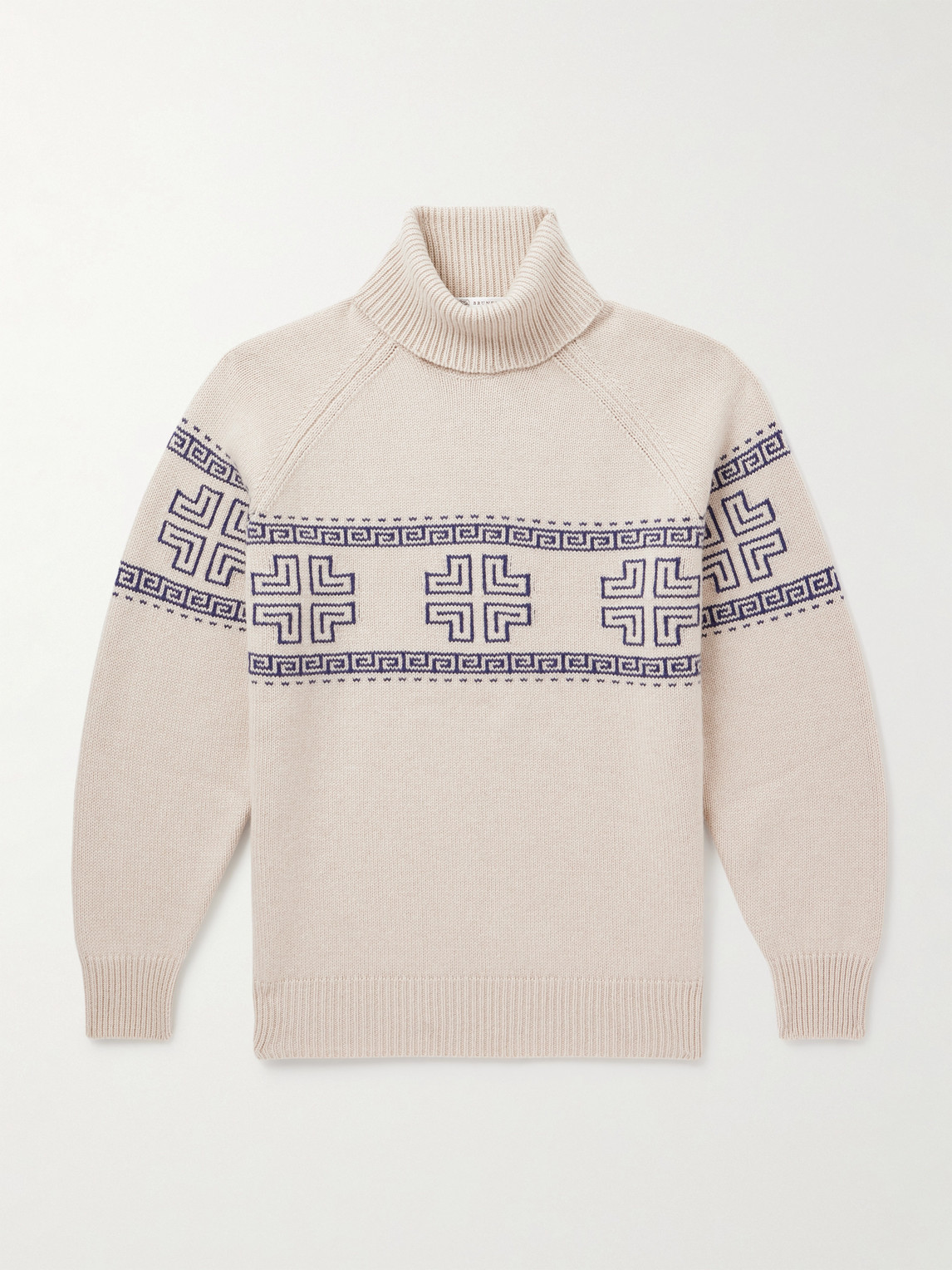 Brunello Cucinelli Intarsia-Knit Cashmere Rollneck Sweater - Men