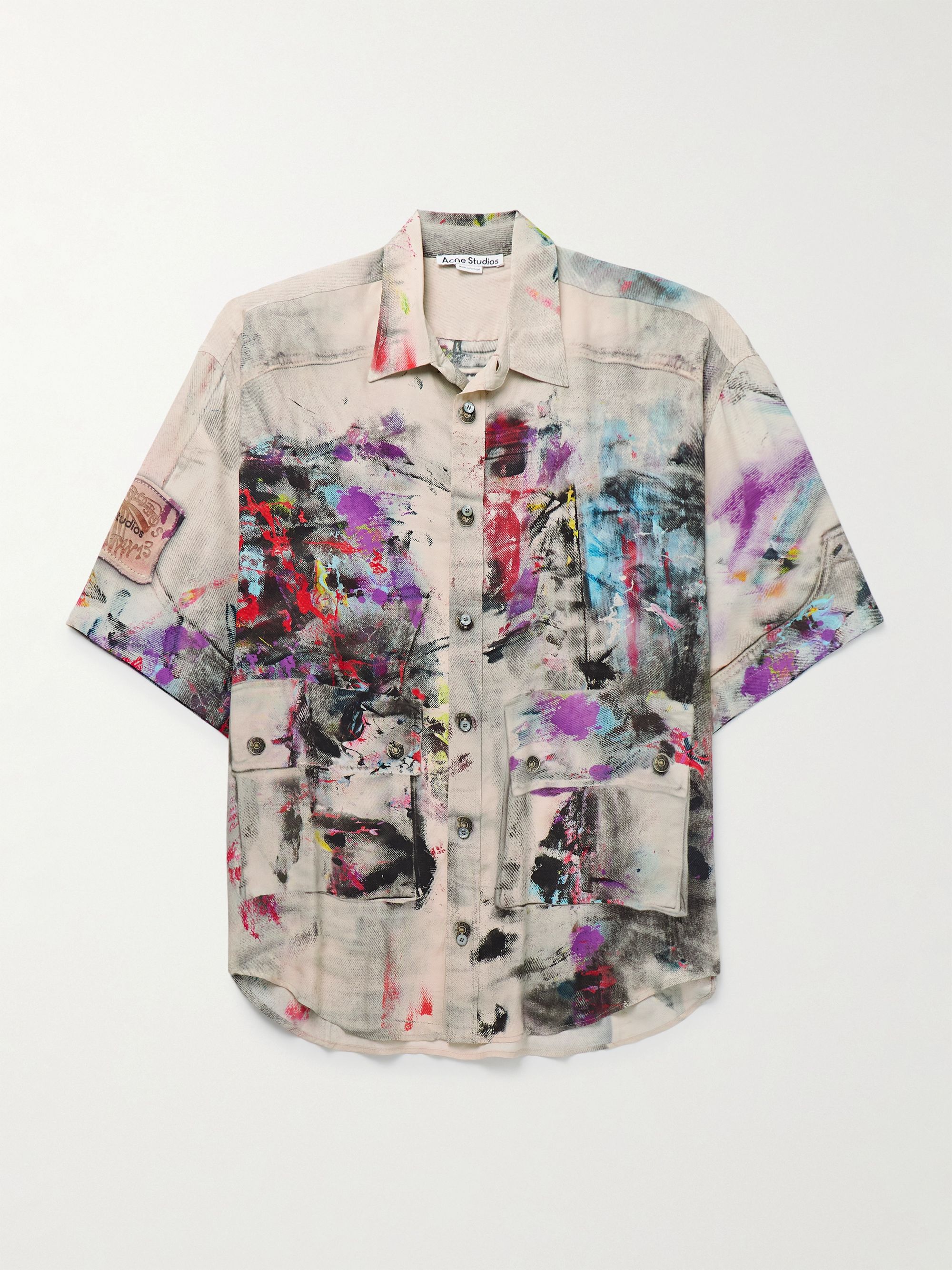 ACNE STUDIOS Oversized Trompe-L'œil Printed Crepe De Chine Shirt