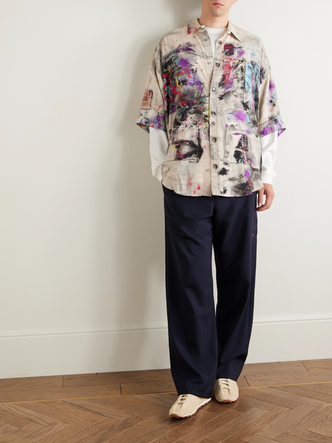 Acne Studios Setar Ss Viscose Printed Painter Decorat In Neutral