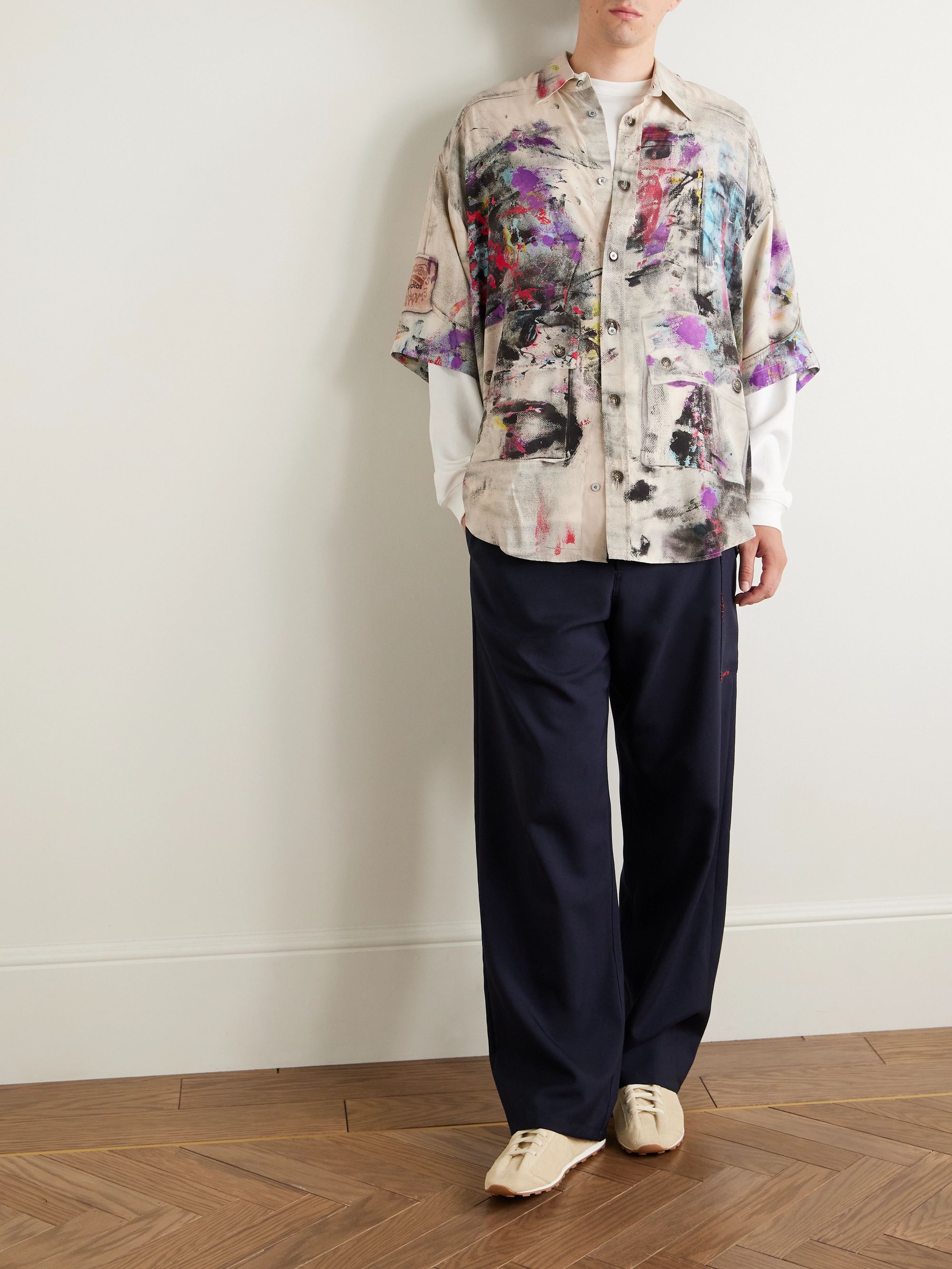 ACNE STUDIOS Oversized Trompe-L'œil Printed Crepe De Chine Shirt