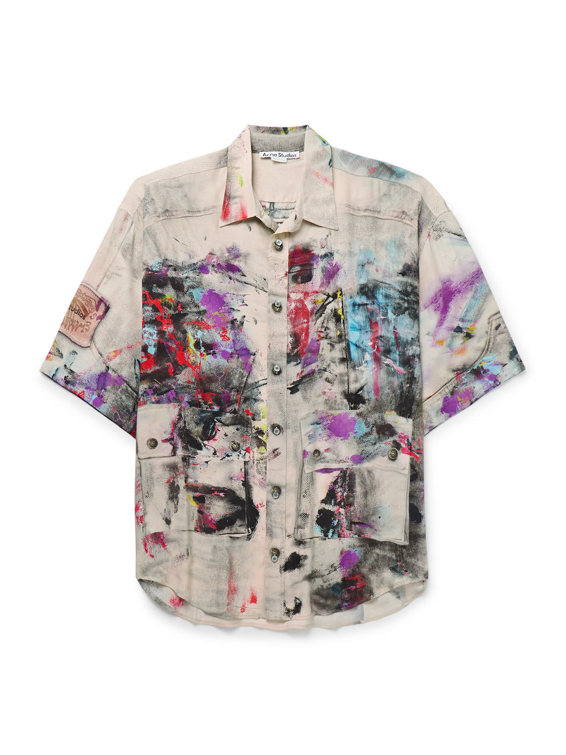 Acne Studios Setar Ss Viscose Printed Painter Decorat In Neutral
