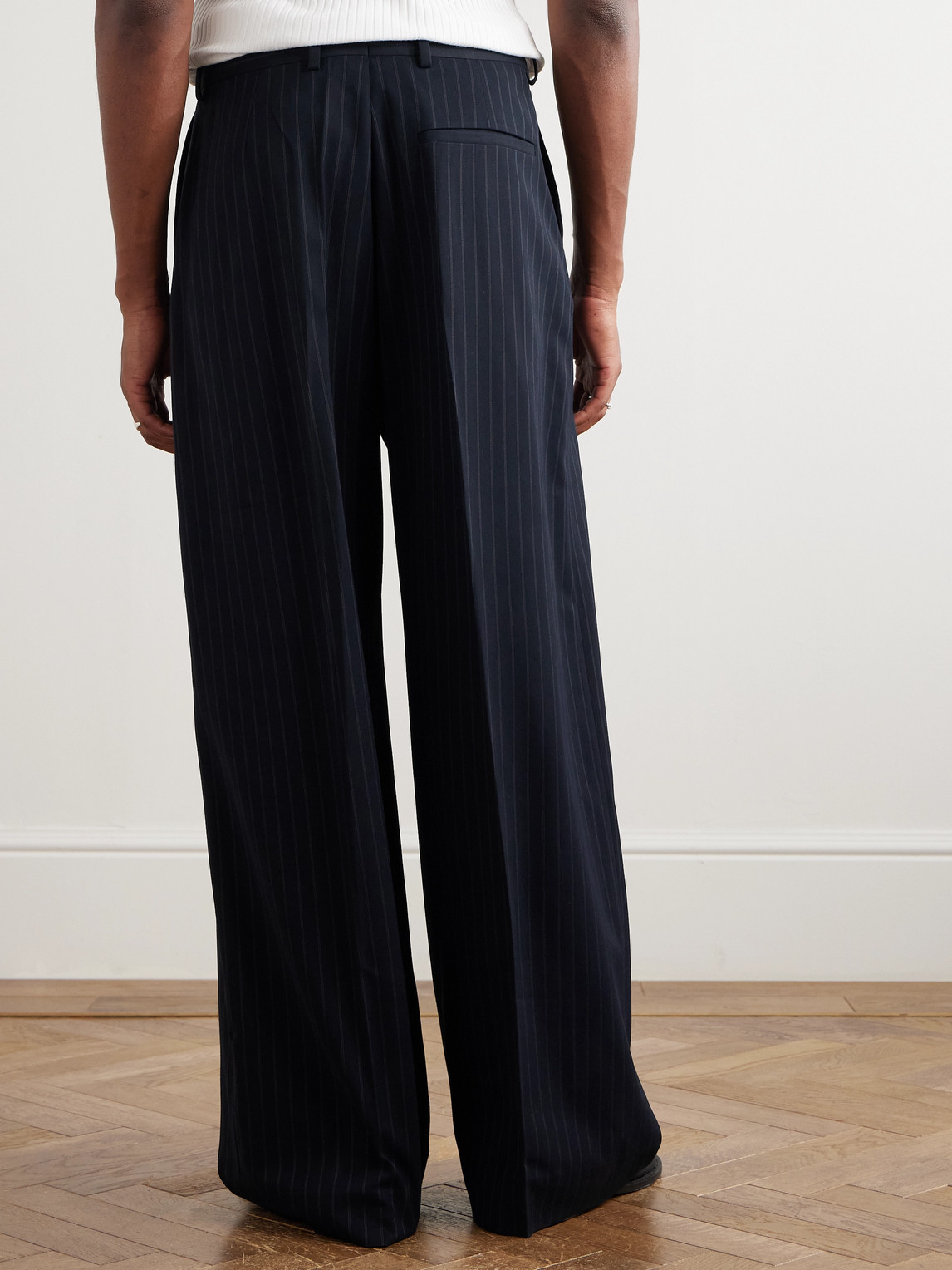 Acne Studios Pasant Wide-leg Pinstriped Twill Suit Trousers In Blue